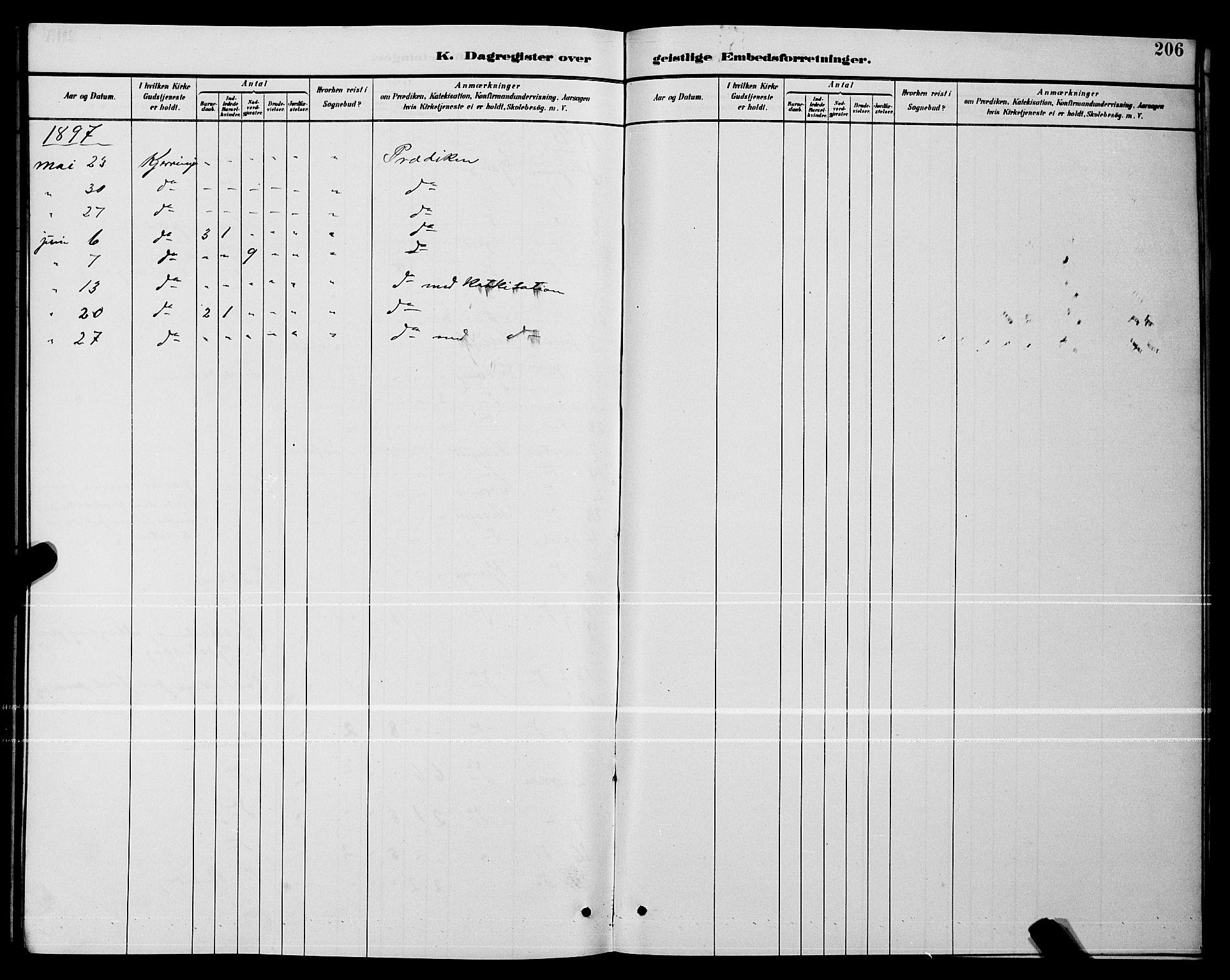 Ministerialprotokoller, klokkerbøker og fødselsregistre - Nordland, SAT/A-1459/803/L0076: Klokkerbok nr. 803C03, 1882-1897, s. 206