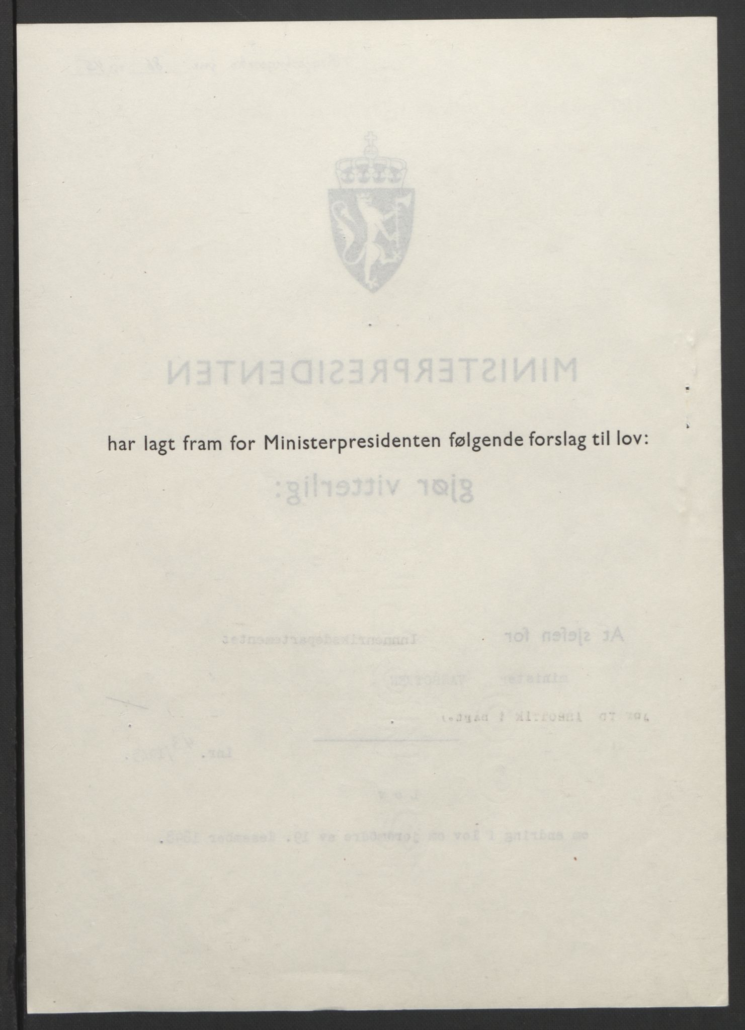 NS-administrasjonen 1940-1945 (Statsrådsekretariatet, de kommisariske statsråder mm), AV/RA-S-4279/D/Db/L0101/0001: -- / Lover og vedtak, 1945, s. 175