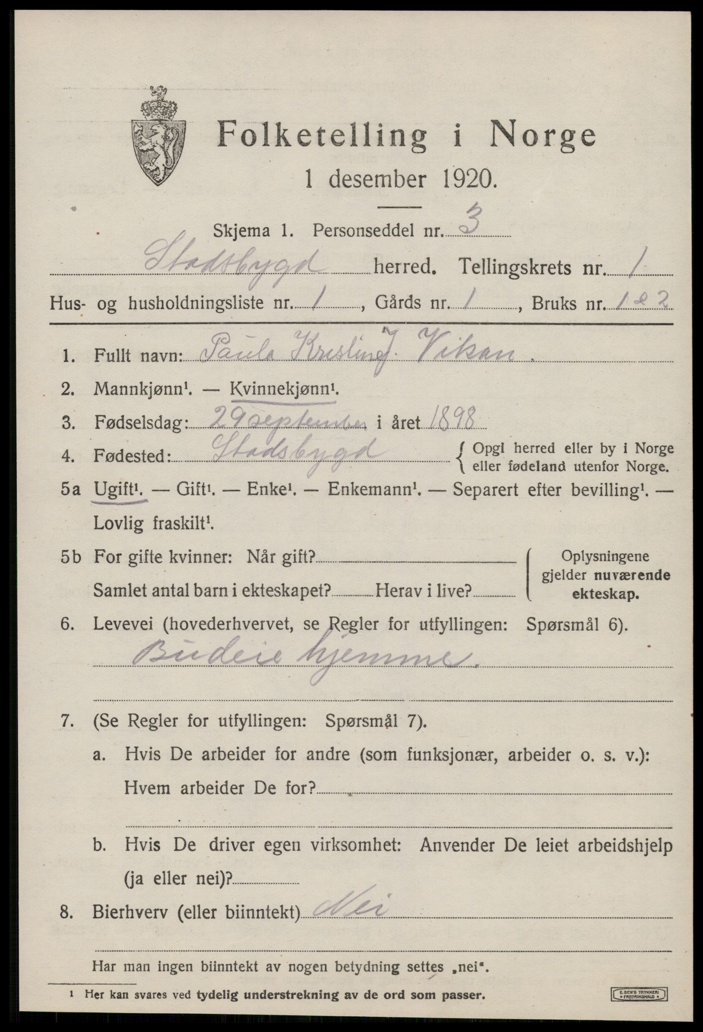 SAT, Folketelling 1920 for 1625 Stadsbygd herred, 1920, s. 670