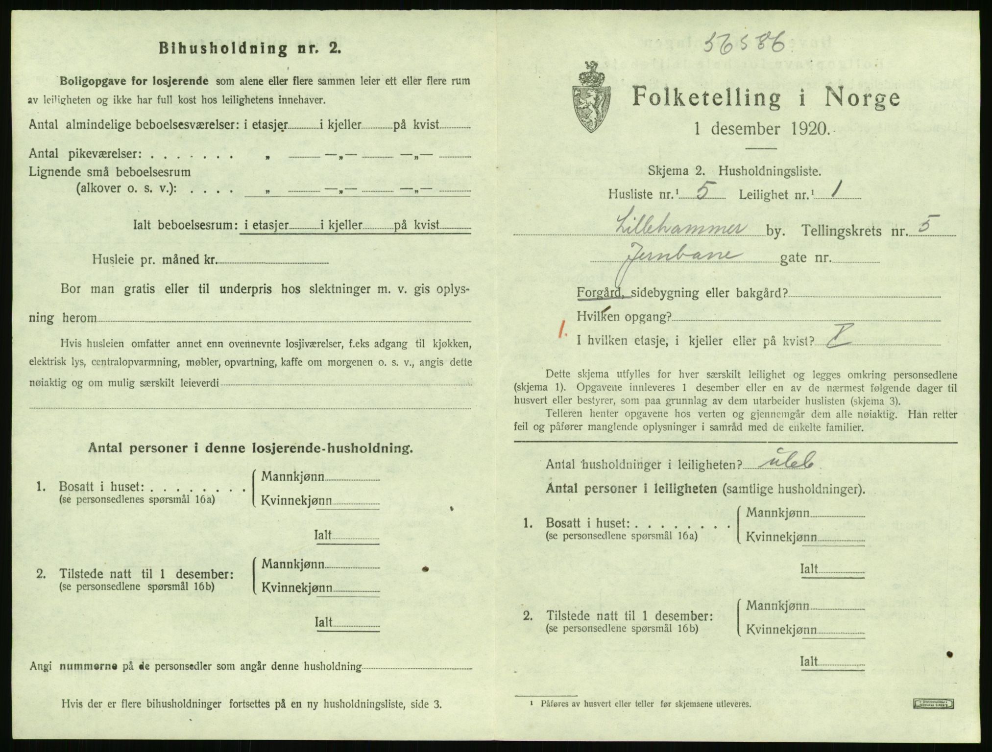 SAH, Folketelling 1920 for 0501 Lillehammer kjøpstad, 1920, s. 2210