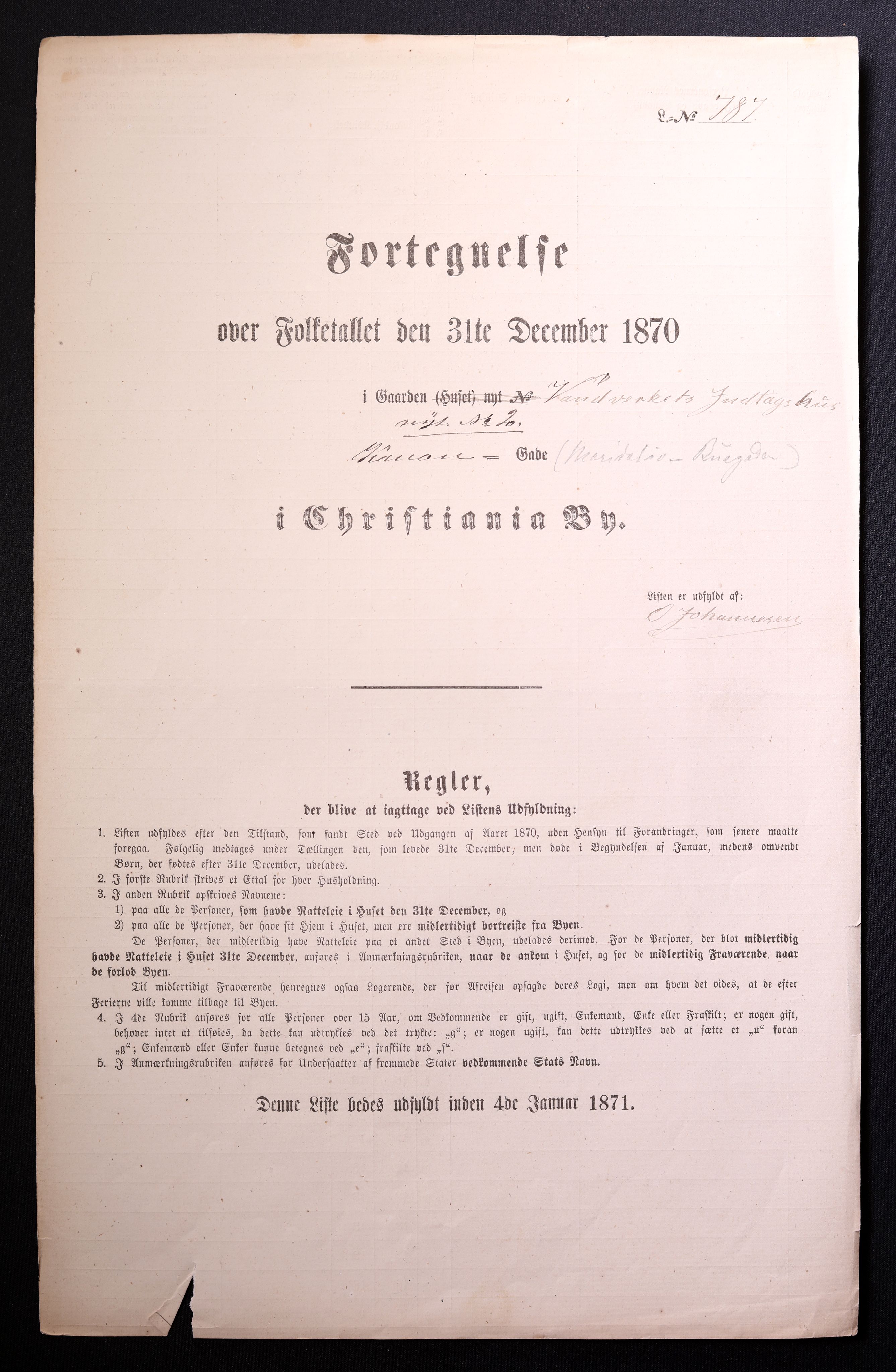 RA, Folketelling 1870 for 0301 Kristiania kjøpstad, 1870, s. 1408