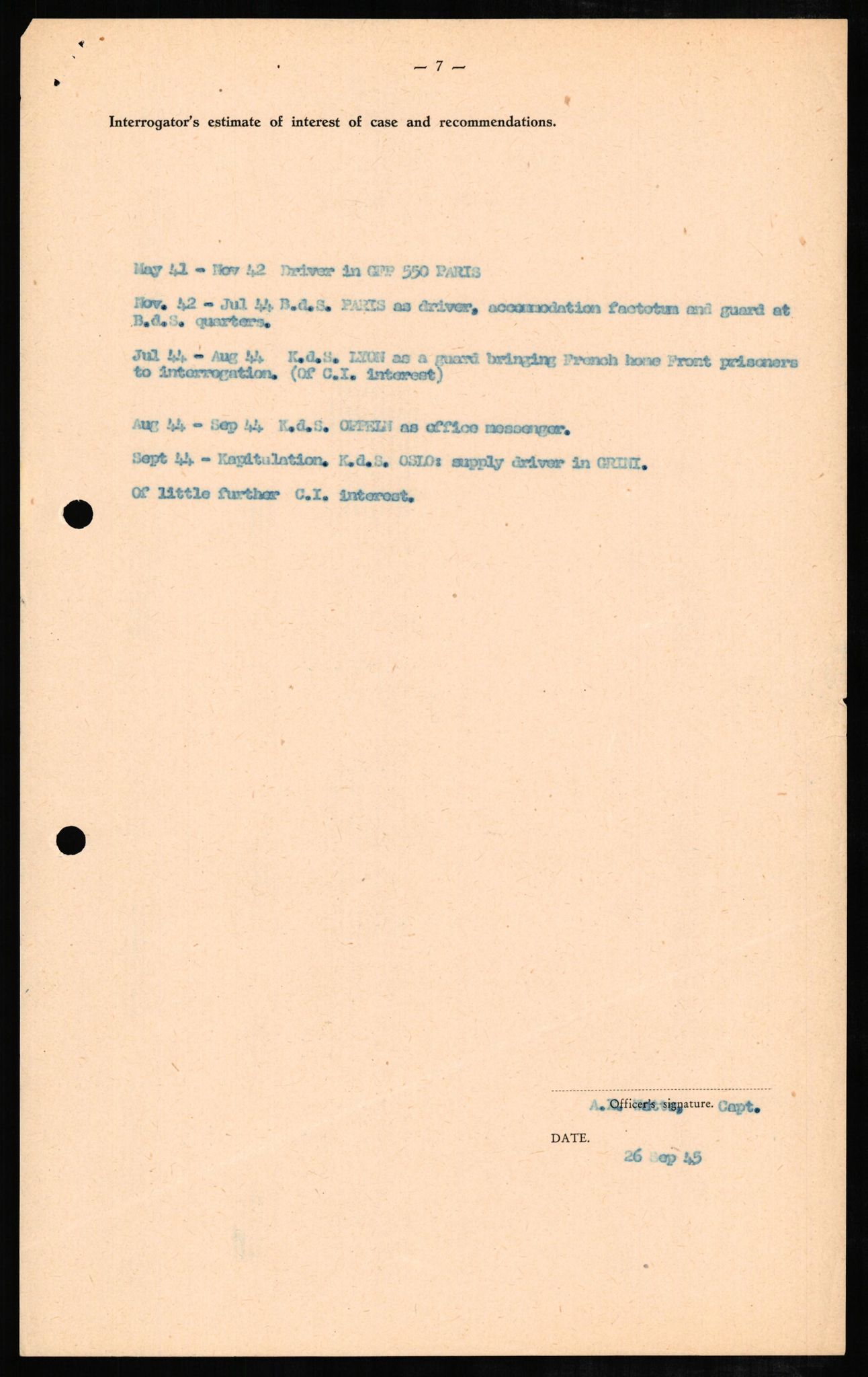 Forsvaret, Forsvarets overkommando II, AV/RA-RAFA-3915/D/Db/L0006: CI Questionaires. Tyske okkupasjonsstyrker i Norge. Tyskere., 1945-1946, s. 368