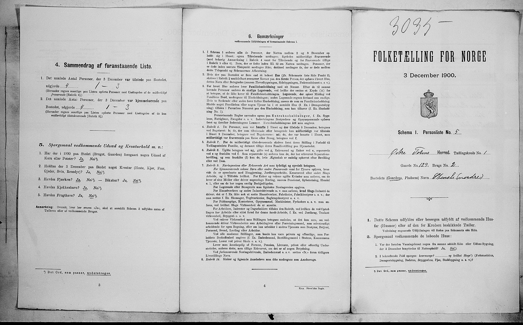SAH, Folketelling 1900 for 0528 Østre Toten herred, 1900, s. 211