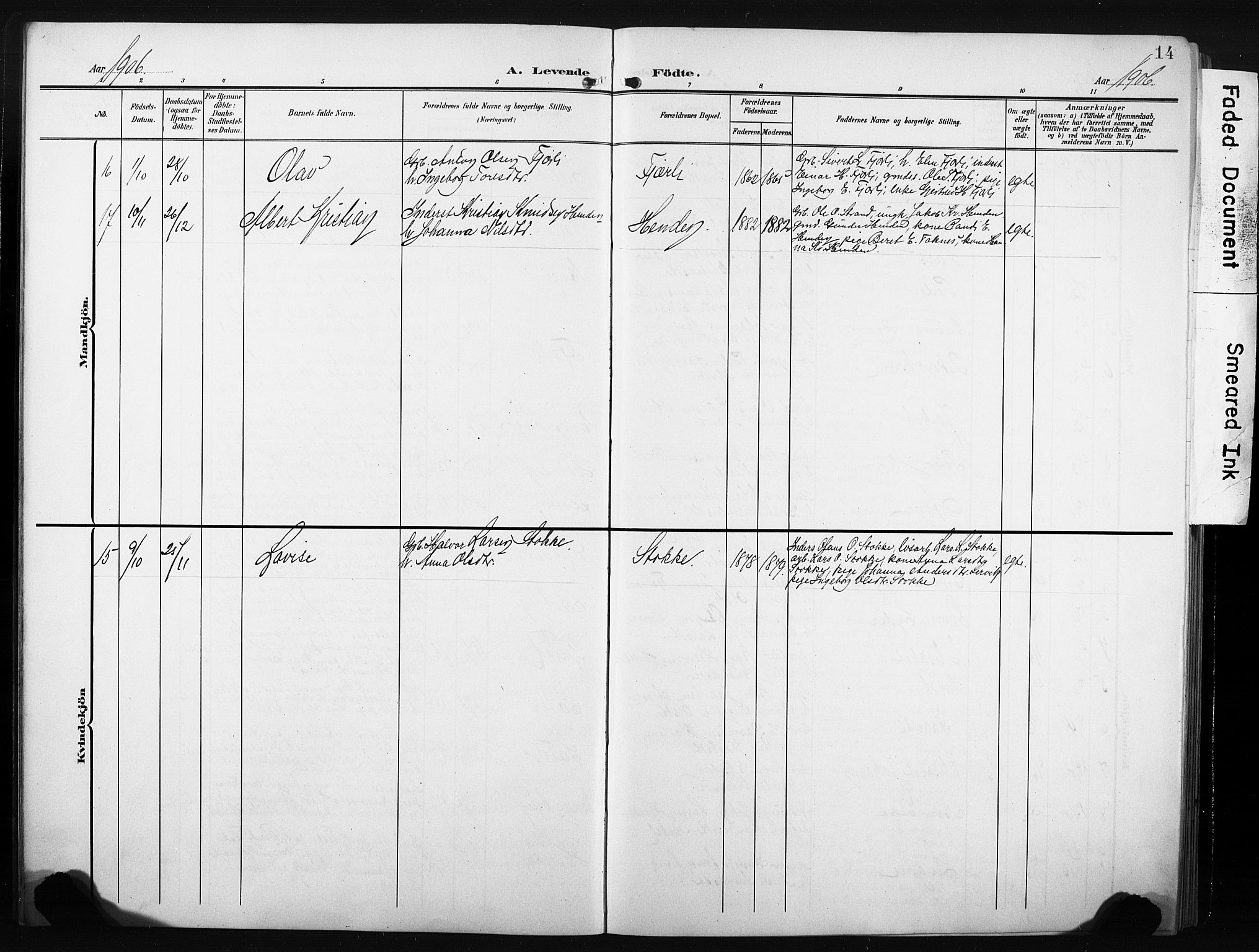 Ministerialprotokoller, klokkerbøker og fødselsregistre - Møre og Romsdal, AV/SAT-A-1454/580/L0927: Klokkerbok nr. 580C02, 1904-1932, s. 14