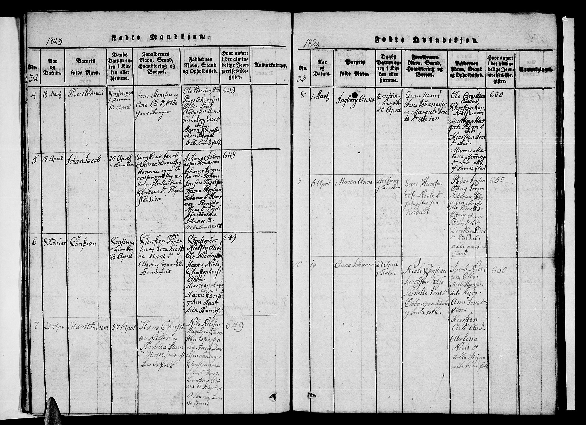 Ministerialprotokoller, klokkerbøker og fødselsregistre - Nordland, AV/SAT-A-1459/838/L0554: Klokkerbok nr. 838C01, 1820-1828, s. 32-33