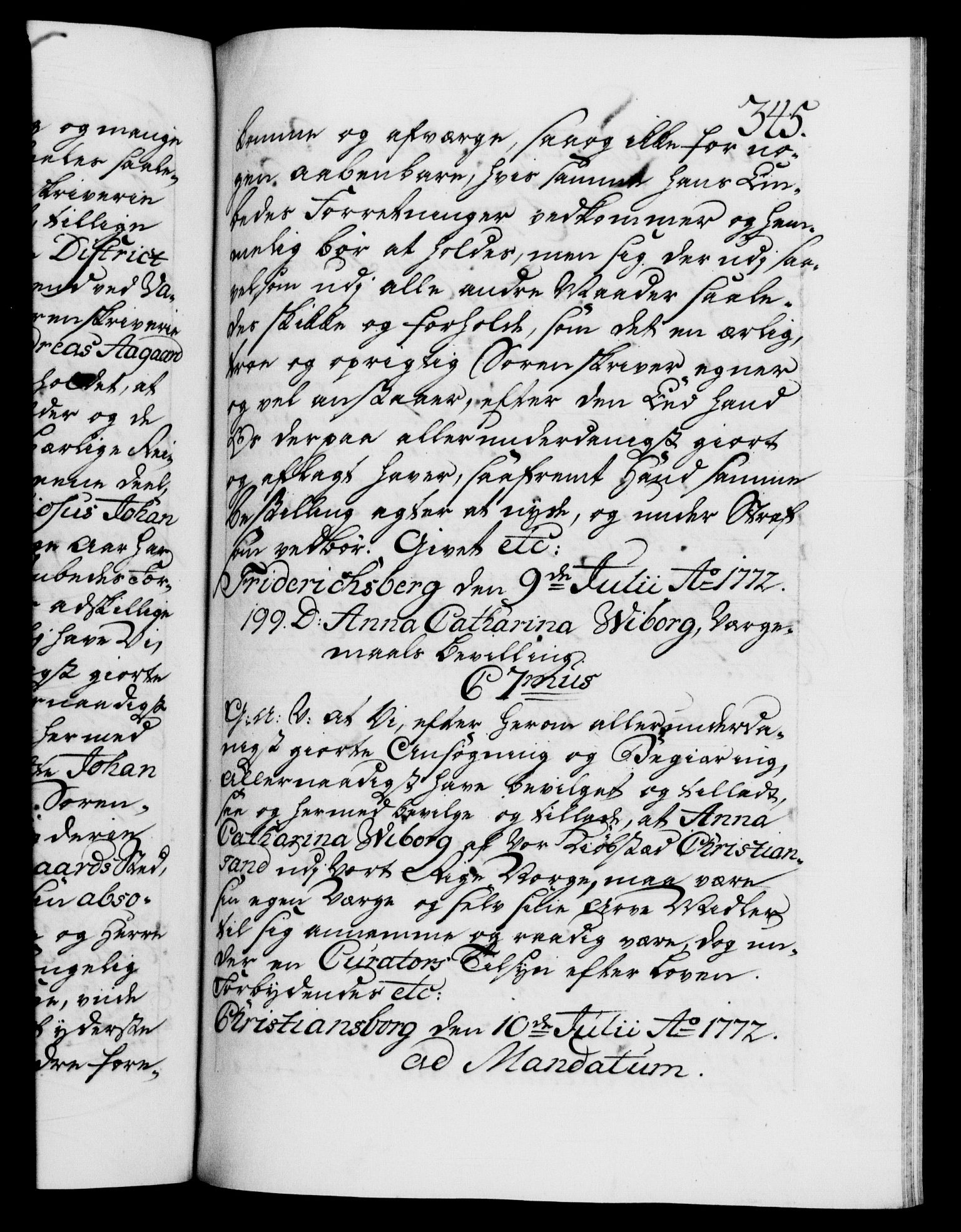 Danske Kanselli 1572-1799, RA/EA-3023/F/Fc/Fca/Fcaa/L0045: Norske registre "Norske eller 3. dept.s åpne brev, 1771-1773, s. 345a