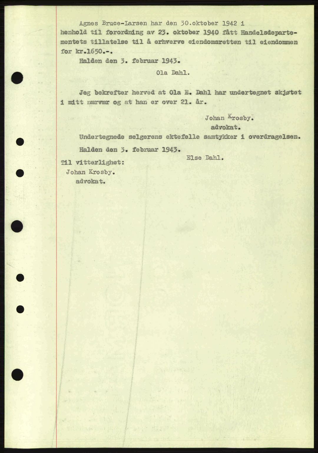 Idd og Marker sorenskriveri, AV/SAO-A-10283/G/Gb/Gbb/L0005: Pantebok nr. A5, 1941-1943, Dagboknr: 125/1943