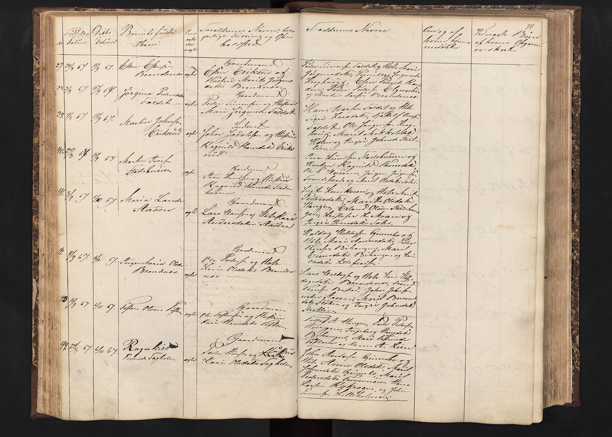 Alvdal prestekontor, AV/SAH-PREST-060/H/Ha/Hab/L0001: Klokkerbok nr. 1, 1857-1893, s. 39
