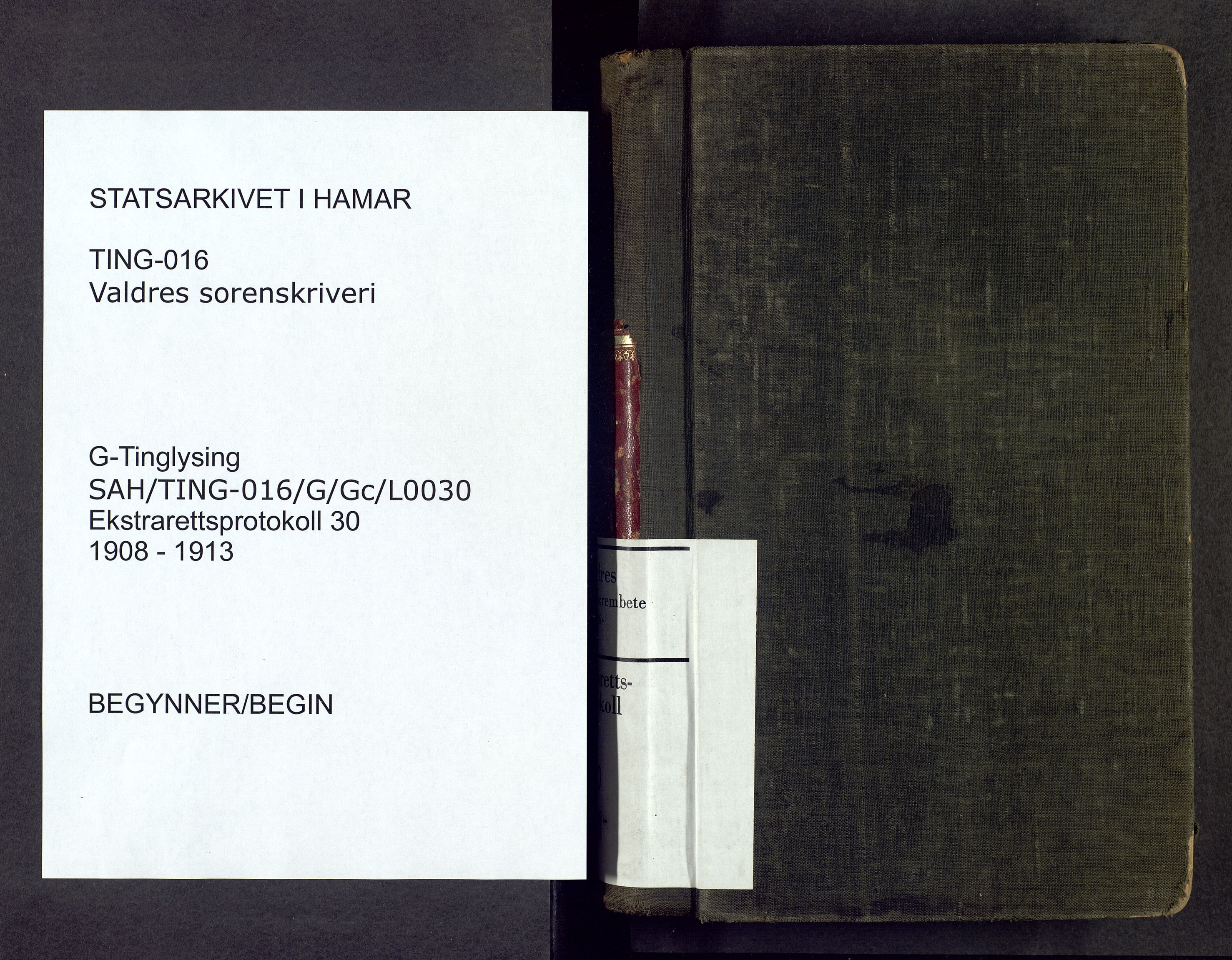 Valdres sorenskriveri, SAH/TING-016/G/Gc/L0030: Ekstrarettsprotokoll, 1908-1913