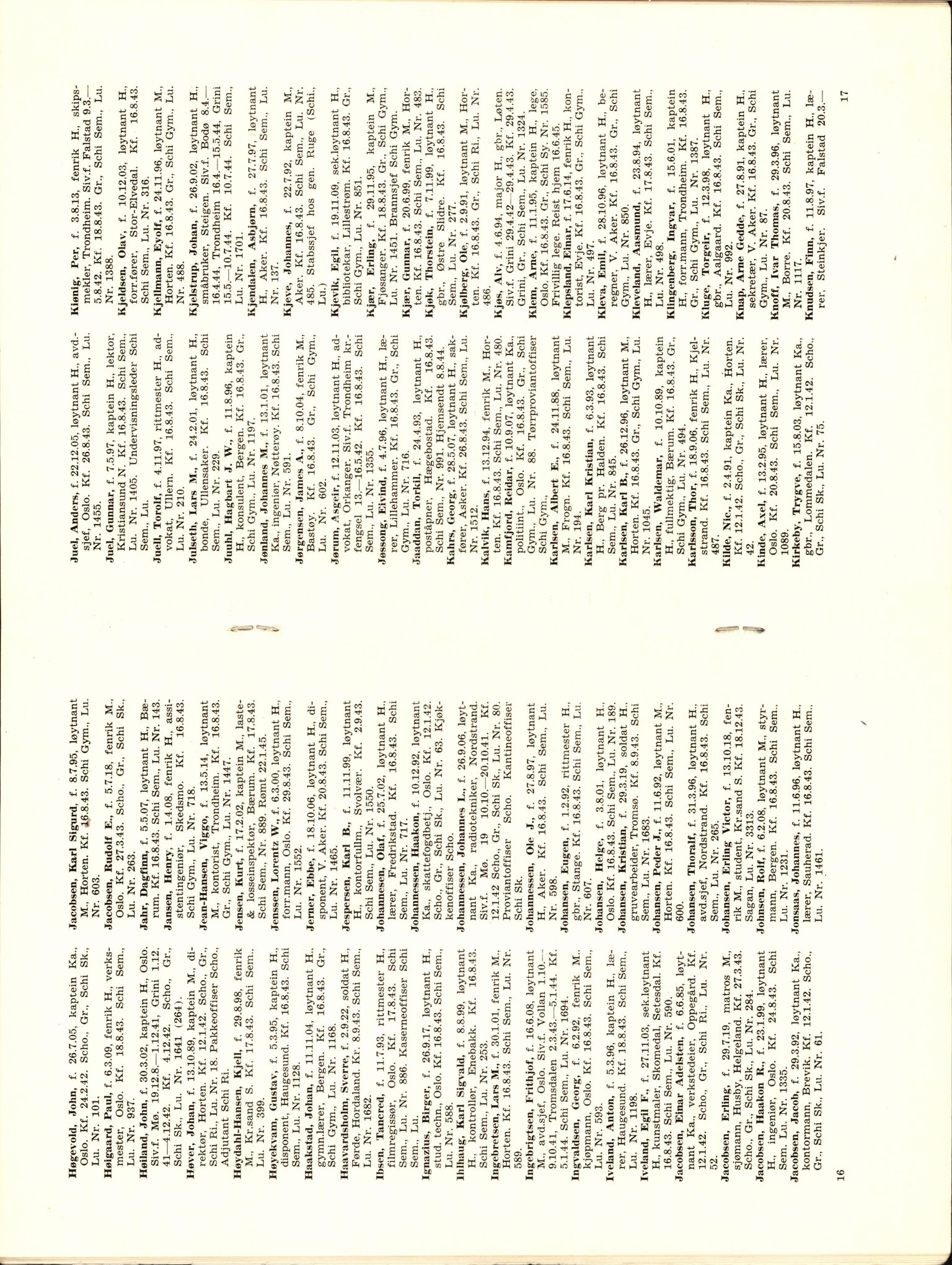 Forsvaret, Forsvarets krigshistoriske avdeling, AV/RA-RAFA-2017/Y/Yf/L0201: II-C-11-2102  -  Norske offiserer i krigsfangenskap, 1940-1945, s. 131