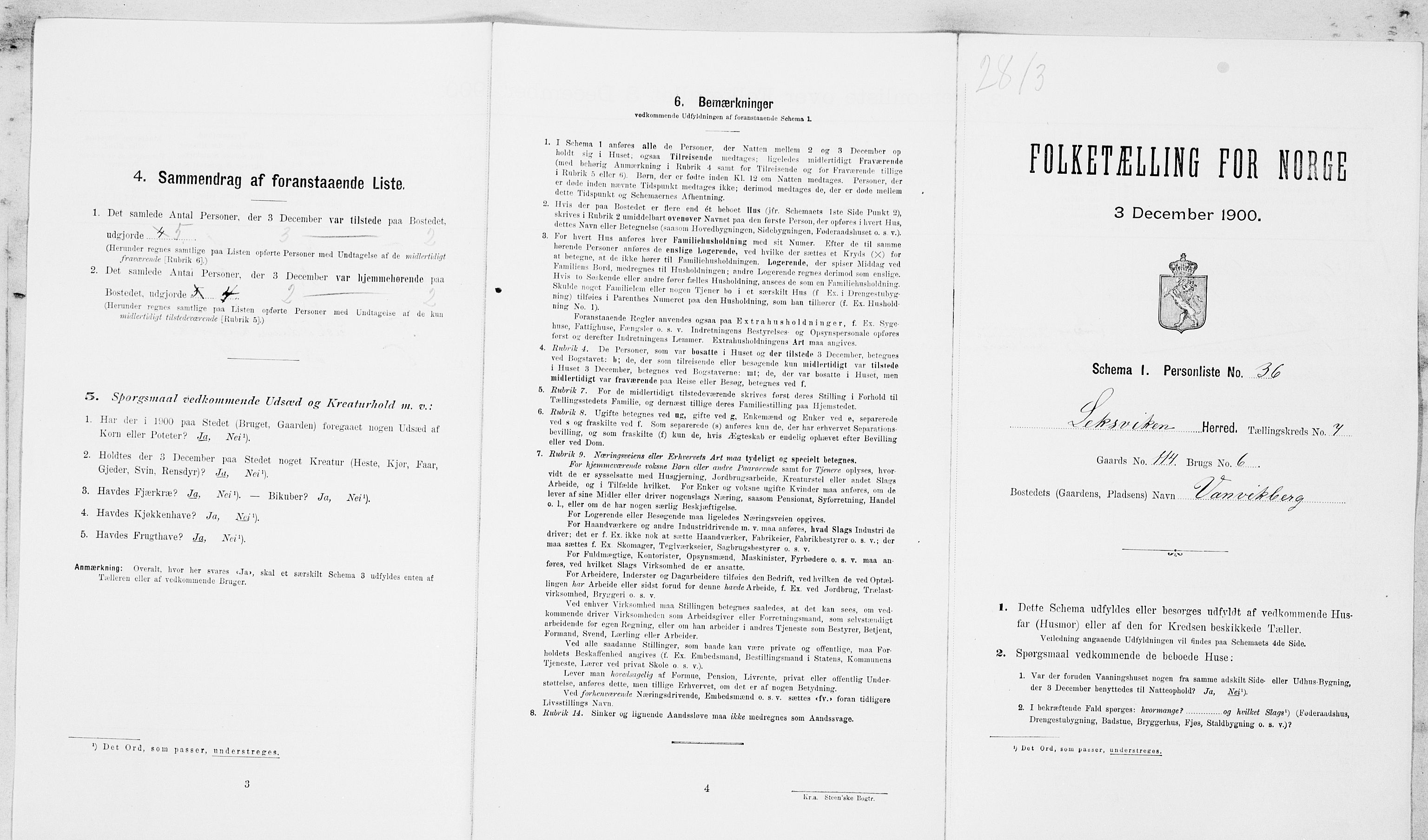 SAT, Folketelling 1900 for 1718 Leksvik herred, 1900, s. 899