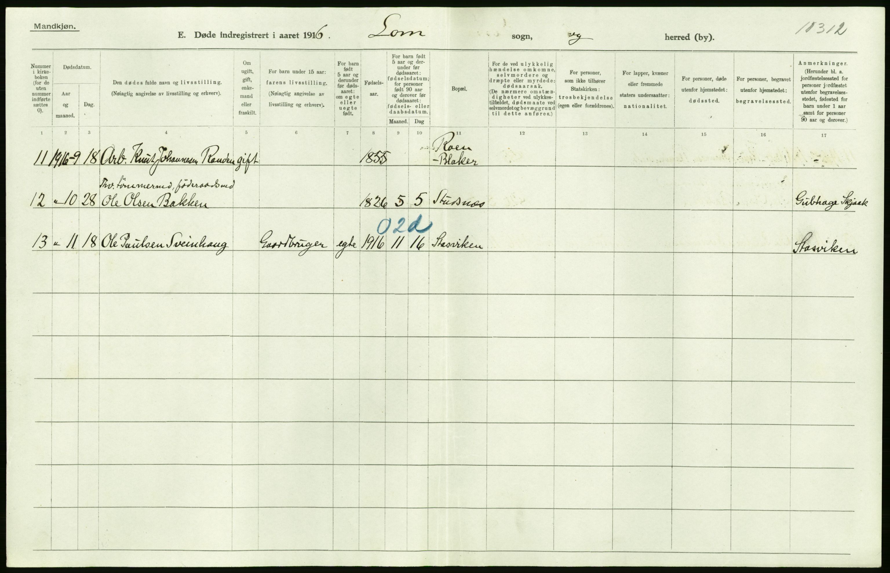 Statistisk sentralbyrå, Sosiodemografiske emner, Befolkning, AV/RA-S-2228/D/Df/Dfb/Dfbf/L0016: Kristians amt: Døde. Bygder og byer., 1916, s. 24