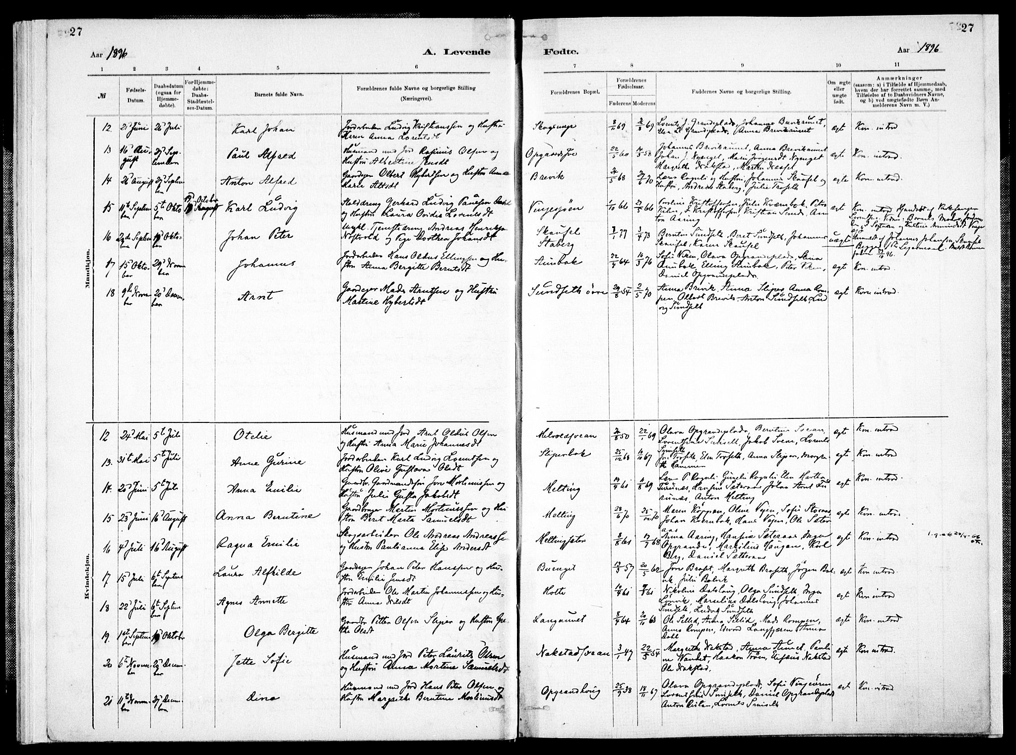 Ministerialprotokoller, klokkerbøker og fødselsregistre - Nord-Trøndelag, SAT/A-1458/733/L0325: Ministerialbok nr. 733A04, 1884-1908, s. 27