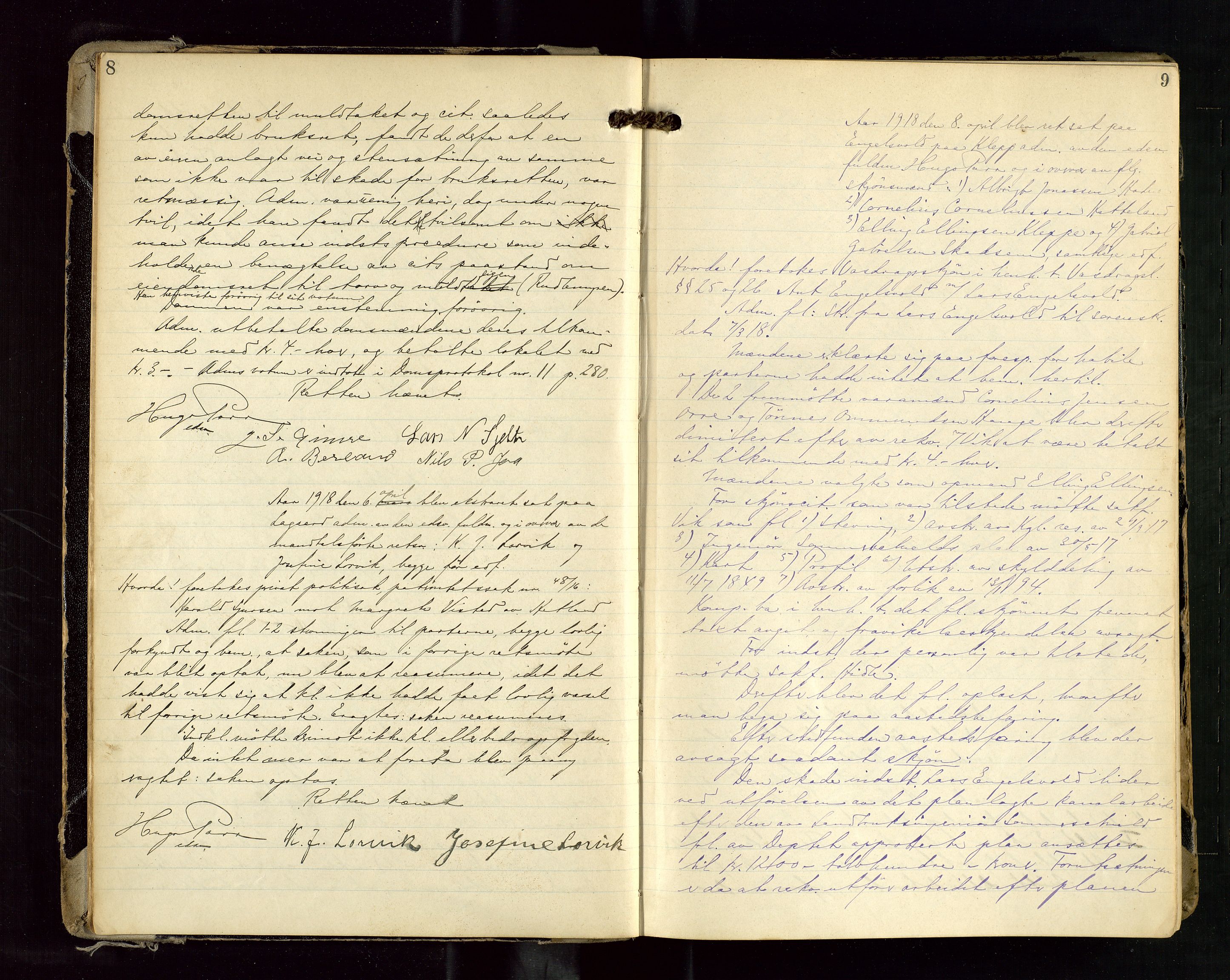 Jæren sorenskriveri, AV/SAST-A-100310/01/3/30/30BB/L0020: Ekstrarettsprotokoll 6, 1918-1919, s. 8-9