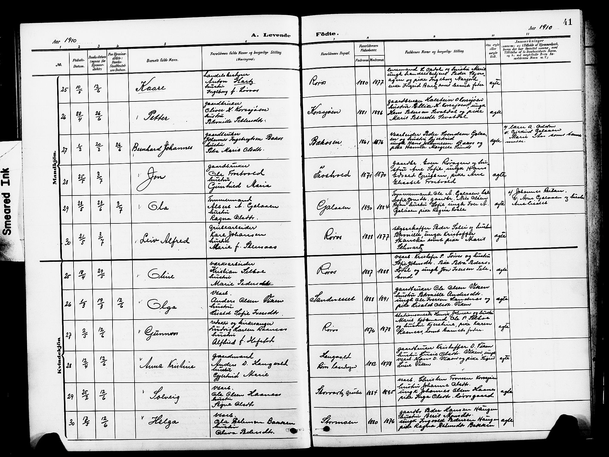 Ministerialprotokoller, klokkerbøker og fødselsregistre - Sør-Trøndelag, AV/SAT-A-1456/681/L0942: Klokkerbok nr. 681C06, 1906-1925, s. 41