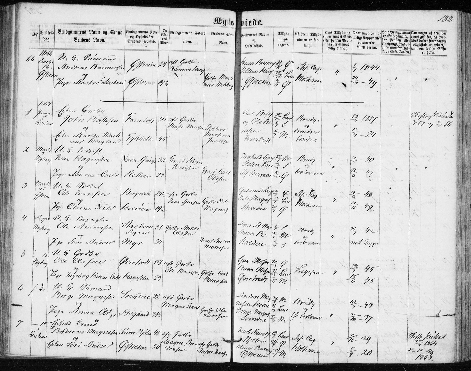 Lindås Sokneprestembete, AV/SAB-A-76701/H/Haa/Haaa/L0016: Ministerialbok nr. A 16, 1863-1875, s. 132