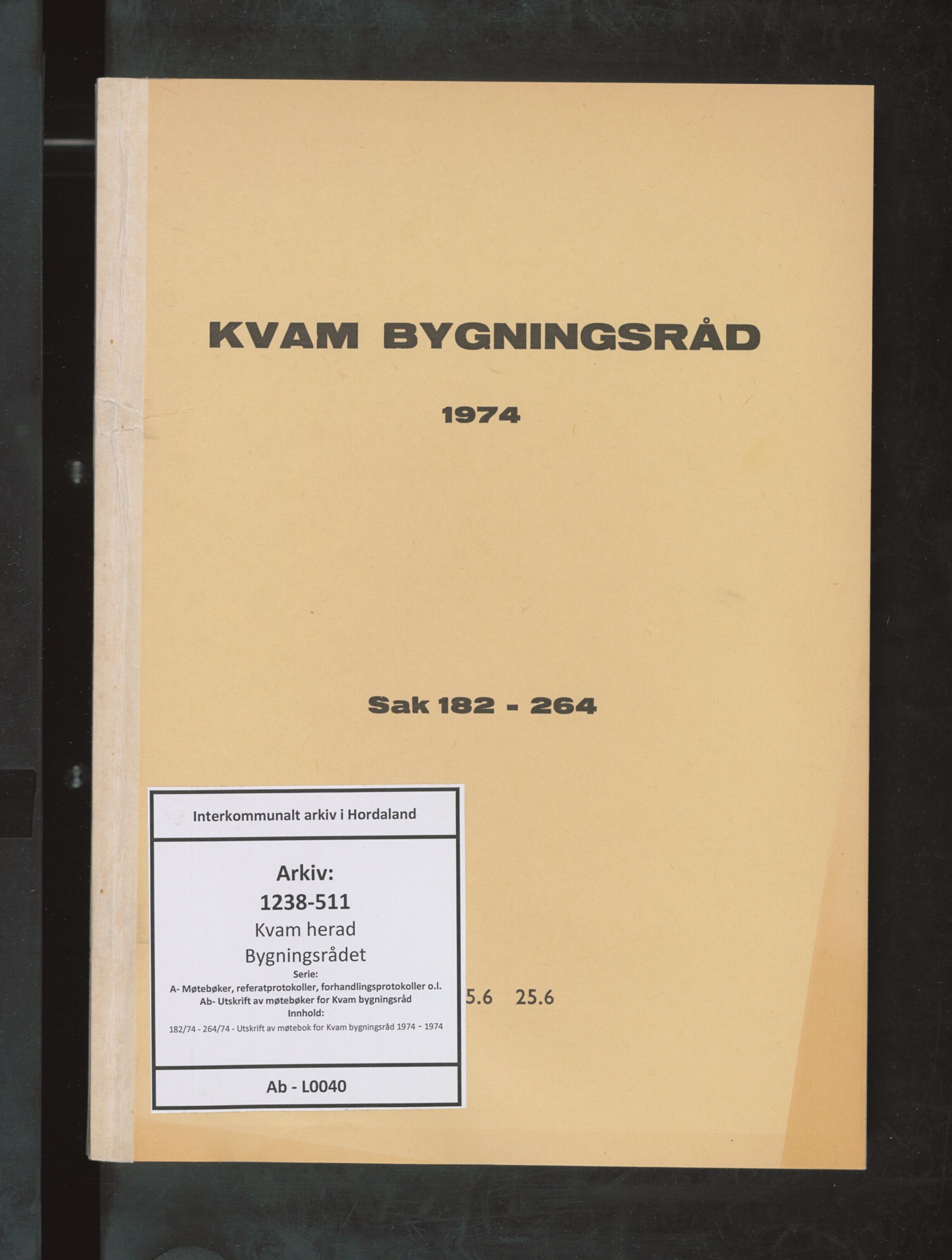 Kvam herad. Bygningsrådet, IKAH/1238-511/A/Ab/L0040: Utskrift av møtebok for Kvam bygningsråd, 1974