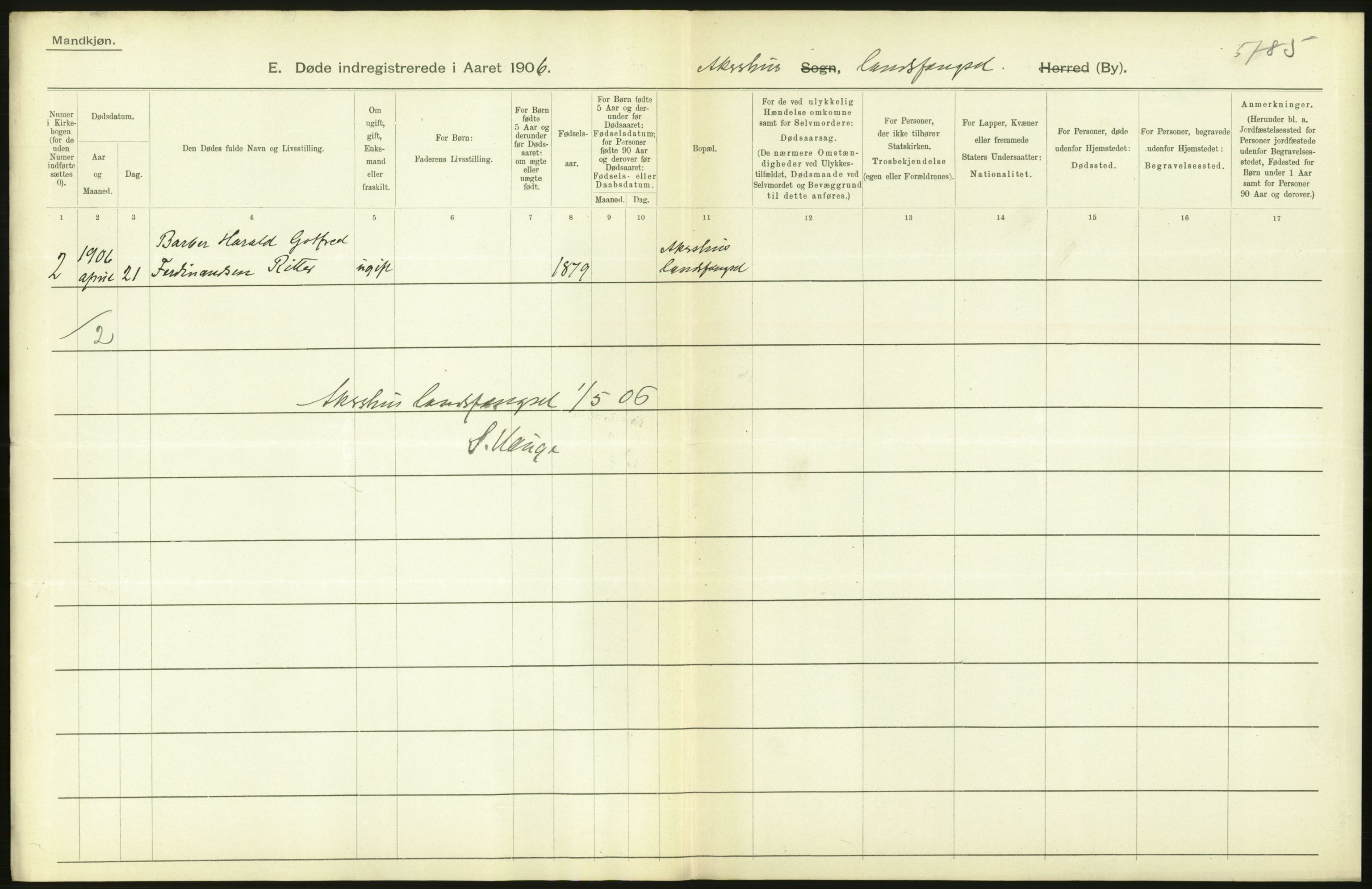 Statistisk sentralbyrå, Sosiodemografiske emner, Befolkning, RA/S-2228/D/Df/Dfa/Dfad/L0009: Kristiania: Døde, 1906, s. 284