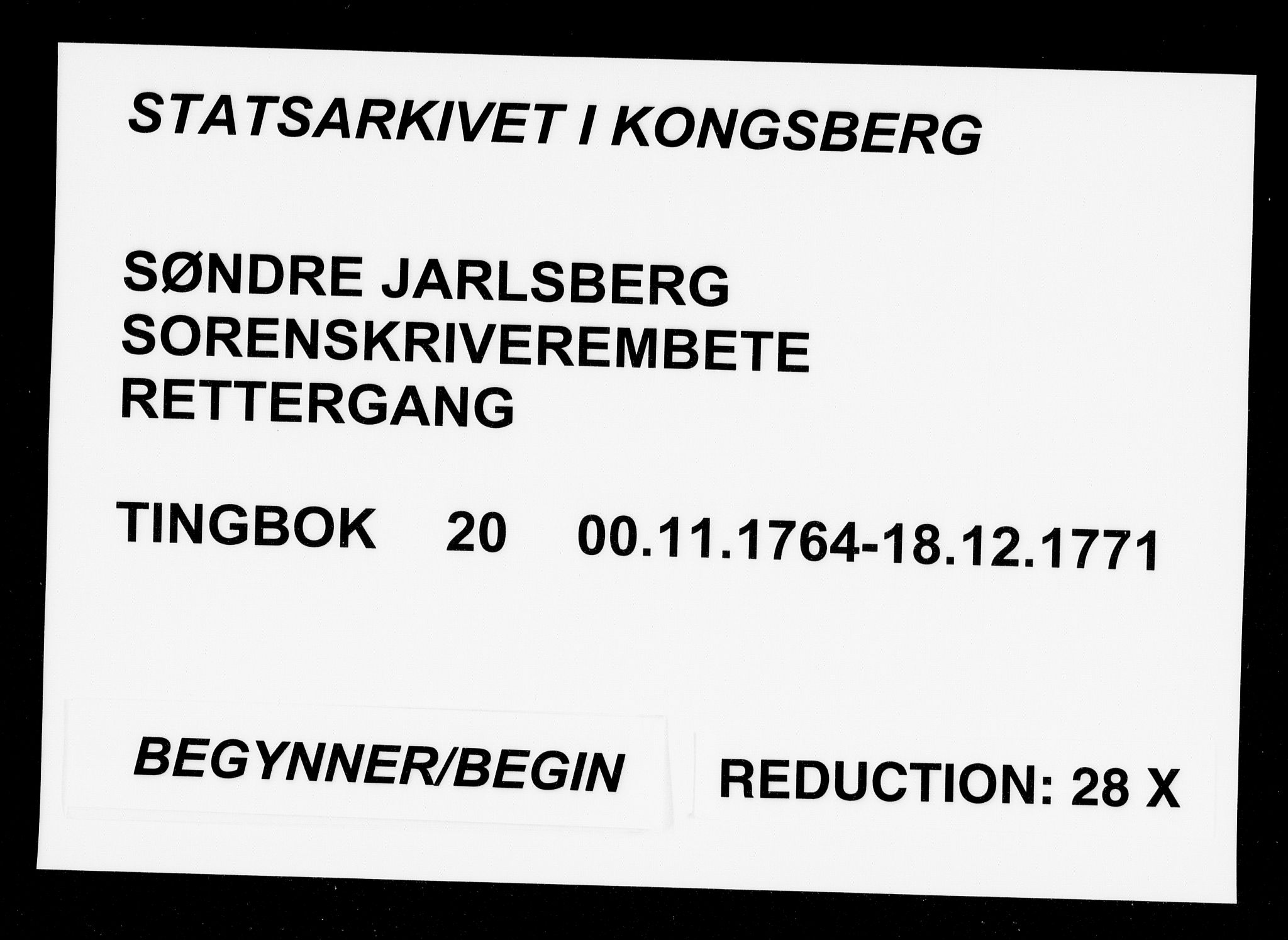 Søndre Jarlsberg sorenskriveri, AV/SAKO-A-129/F/Fa/L0020: Tingbok, 1764-1771