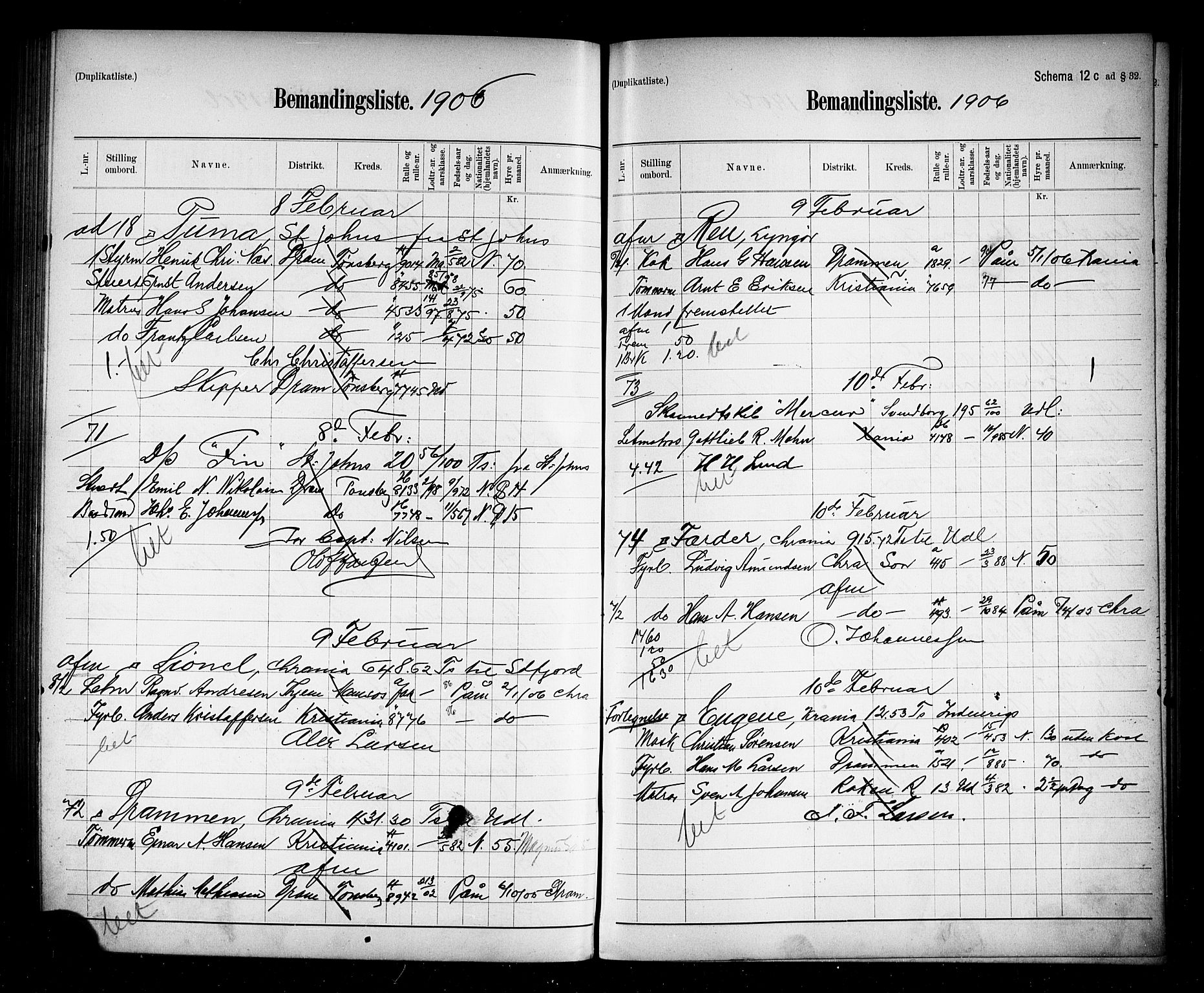 Oslo mønstringskontor, AV/SAO-A-10569g/G/Ga/L0009: Mønstringsjournal, 1904-1906, s. 267