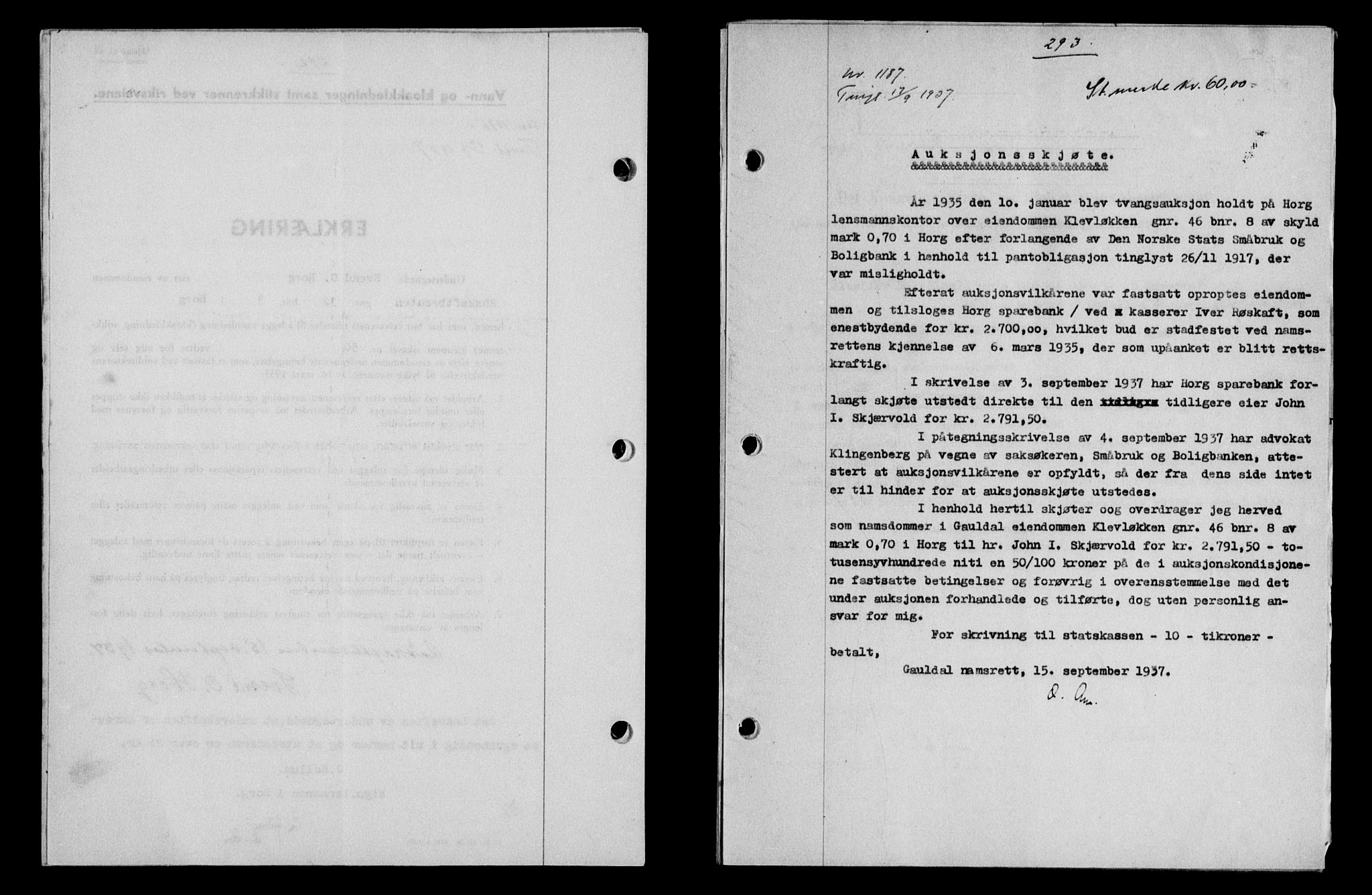 Gauldal sorenskriveri, SAT/A-0014/1/2/2C/L0047: Pantebok nr. 50-51, 1937-1937, Dagboknr: 1187/1937