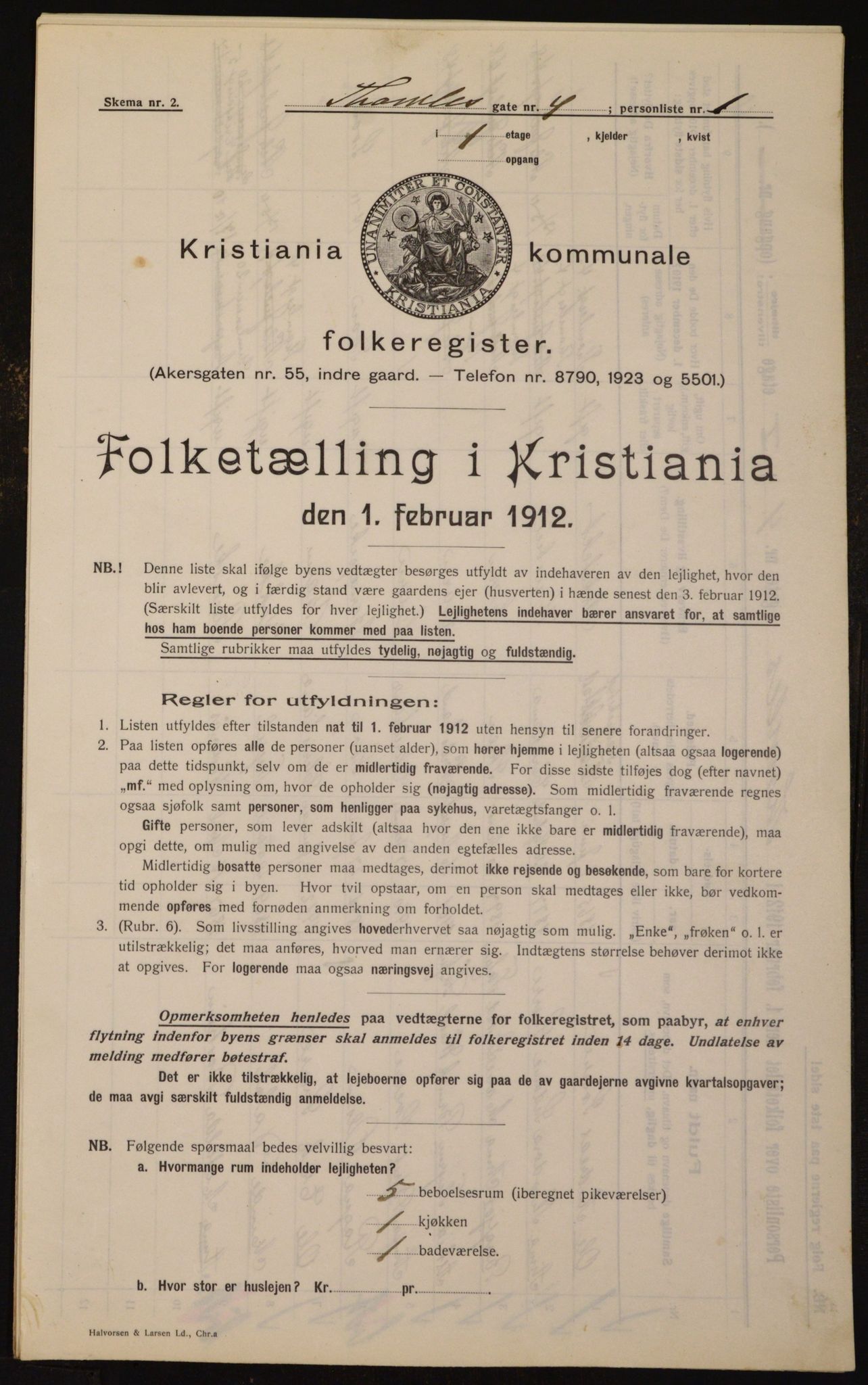 OBA, Kommunal folketelling 1.2.1912 for Kristiania, 1912, s. 109215