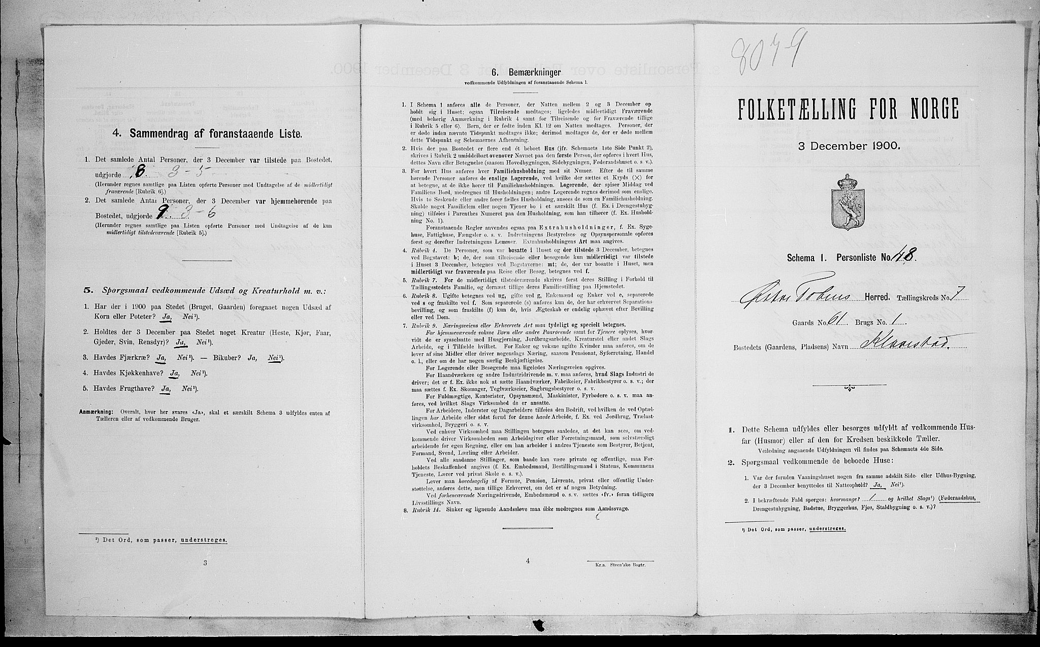 SAH, Folketelling 1900 for 0528 Østre Toten herred, 1900, s. 1880