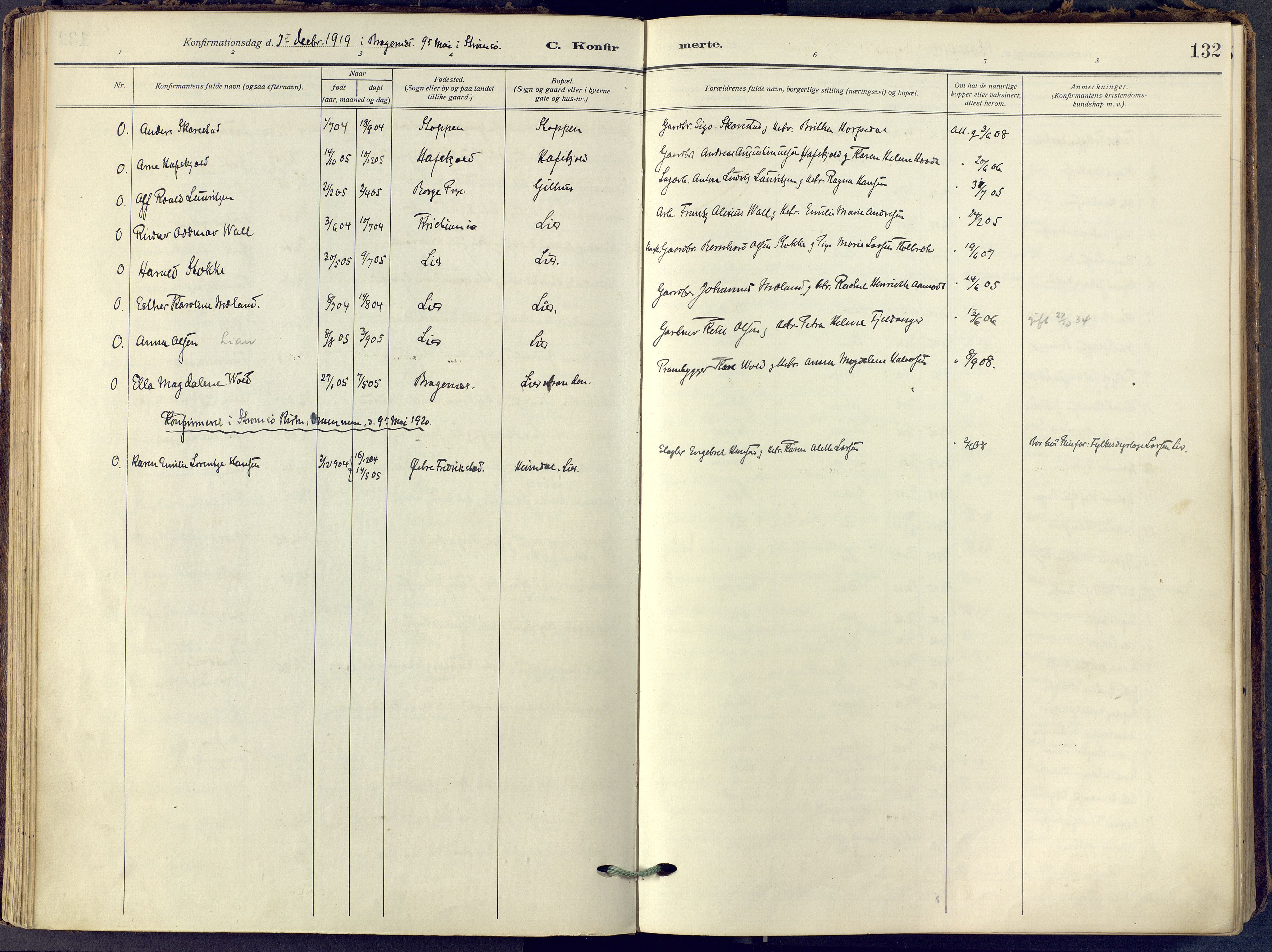 Lier kirkebøker, SAKO/A-230/F/Fa/L0019: Ministerialbok nr. I 19, 1918-1928, s. 132