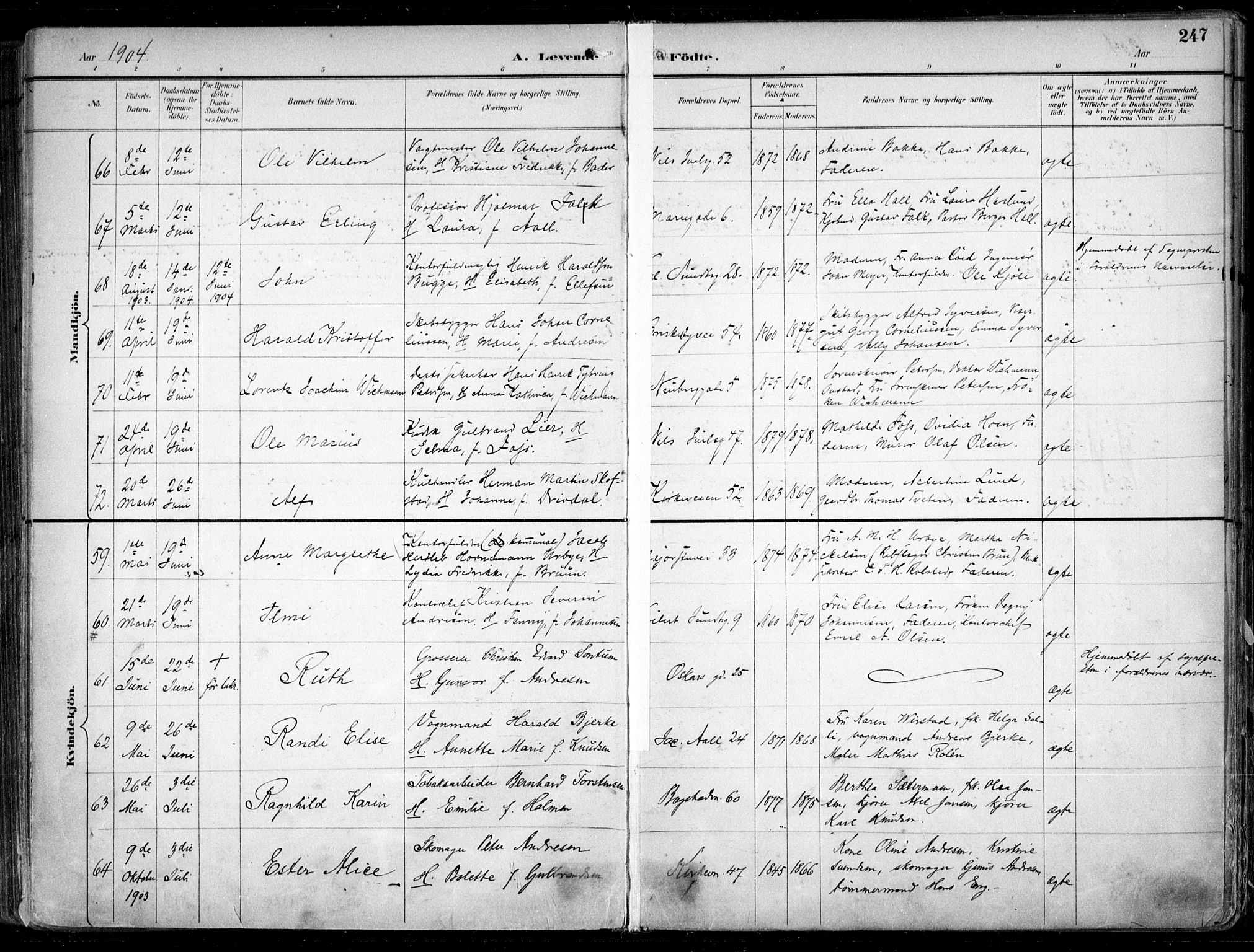 Uranienborg prestekontor Kirkebøker, AV/SAO-A-10877/F/Fa/L0005: Ministerialbok nr. 5, 1895-1907, s. 247