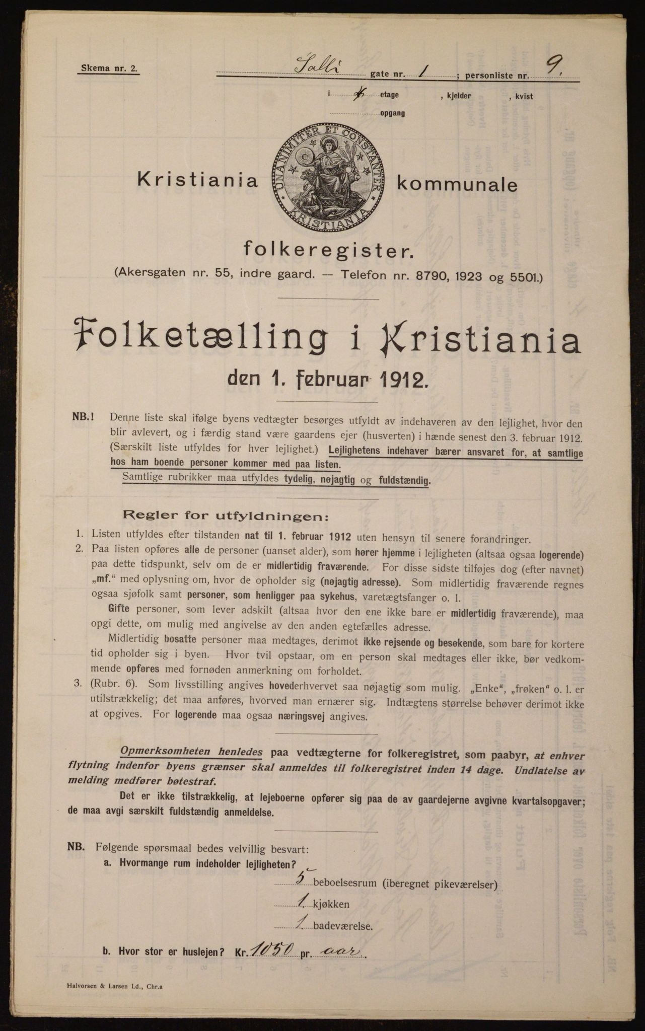 OBA, Kommunal folketelling 1.2.1912 for Kristiania, 1912, s. 99943