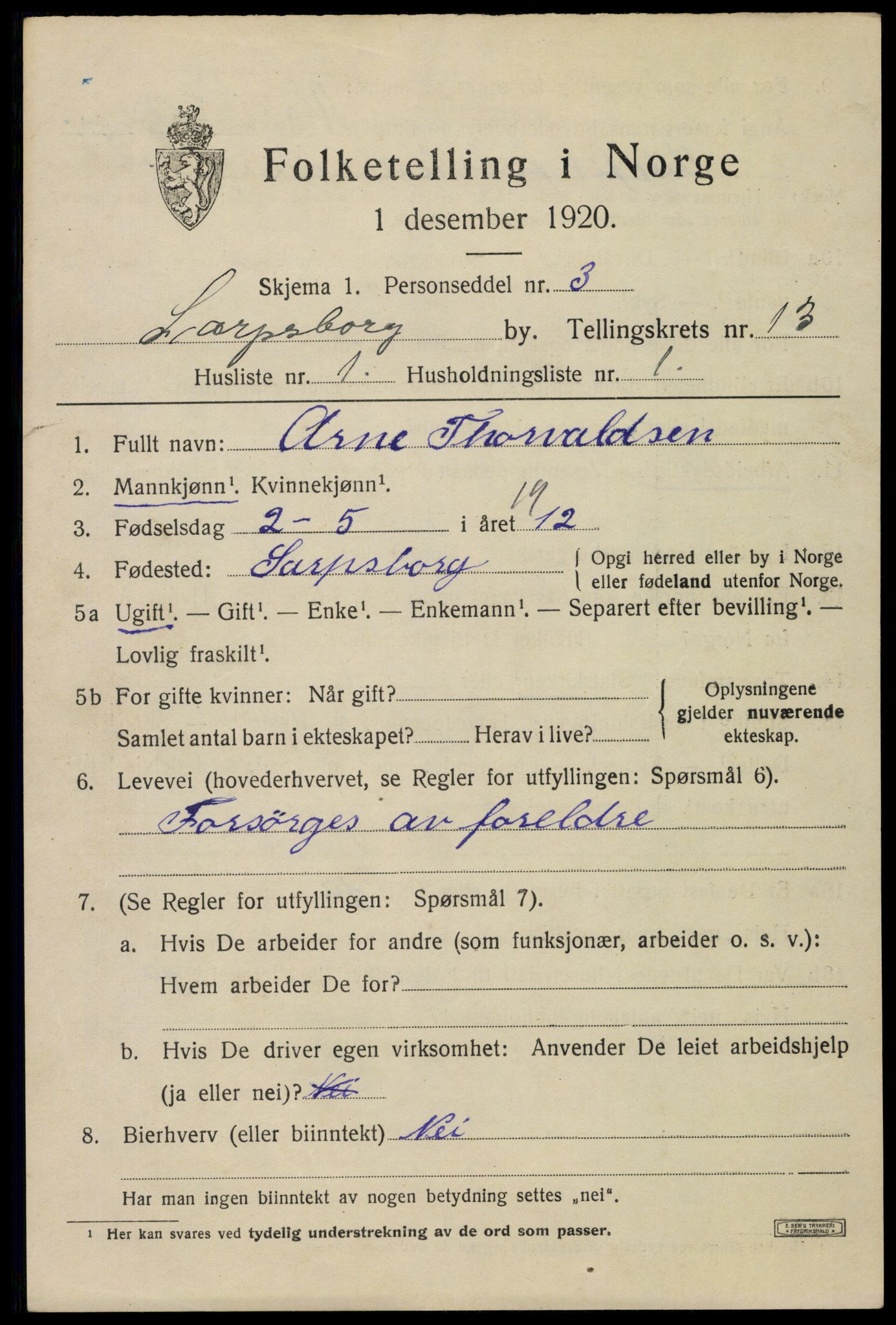 SAO, Folketelling 1920 for 0102 Sarpsborg kjøpstad, 1920, s. 27608