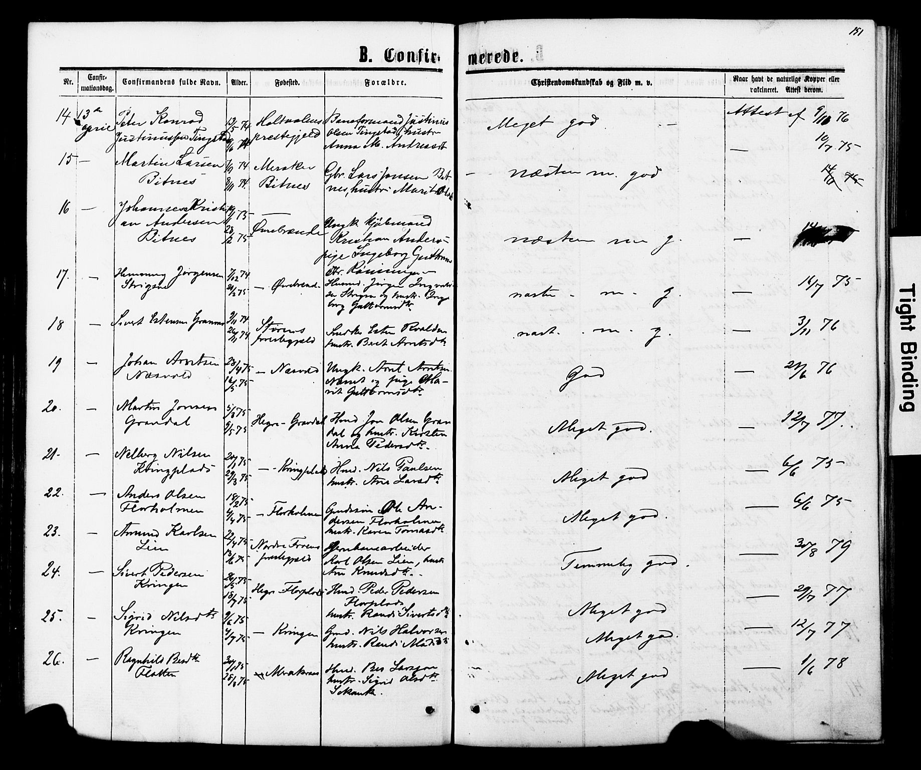 Ministerialprotokoller, klokkerbøker og fødselsregistre - Nord-Trøndelag, SAT/A-1458/706/L0049: Klokkerbok nr. 706C01, 1864-1895, s. 151