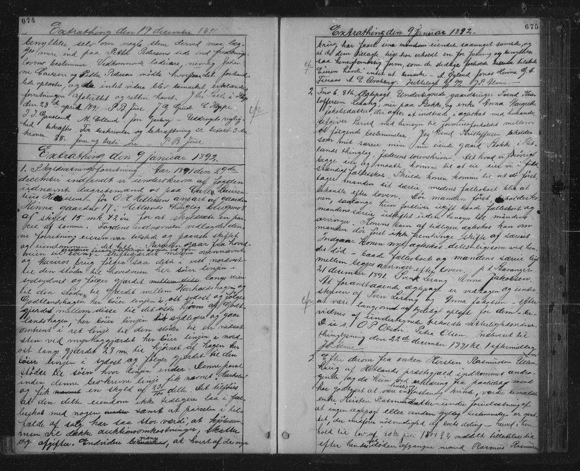 Jæren sorenskriveri, SAST/A-100310/01/4/41/41BF/L0011: Pantebok nr. 18, 1890-1892, s. 674-675