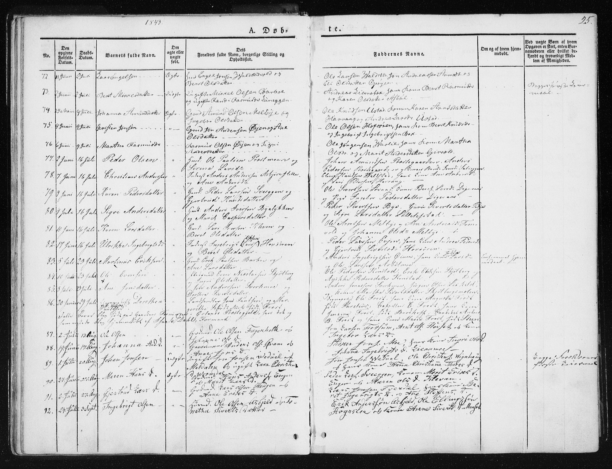 Ministerialprotokoller, klokkerbøker og fødselsregistre - Sør-Trøndelag, SAT/A-1456/668/L0805: Ministerialbok nr. 668A05, 1840-1853, s. 25