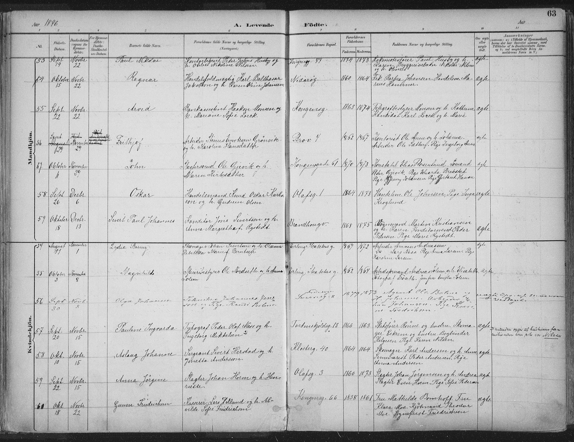 Ministerialprotokoller, klokkerbøker og fødselsregistre - Sør-Trøndelag, SAT/A-1456/601/L0062: Ministerialbok nr. 601A30, 1891-1911, s. 63