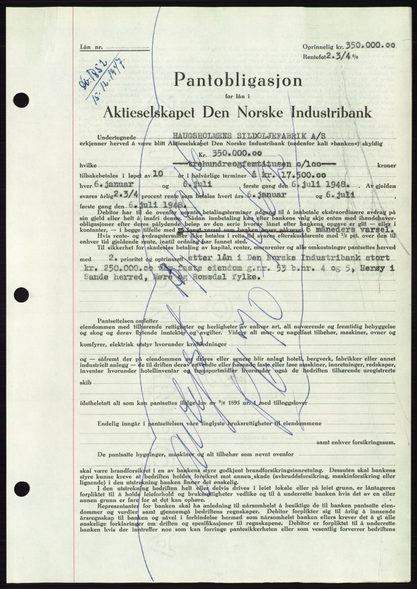 Søre Sunnmøre sorenskriveri, AV/SAT-A-4122/1/2/2C/L0115: Pantebok nr. 3B, 1947-1948, Dagboknr: 1852/1947