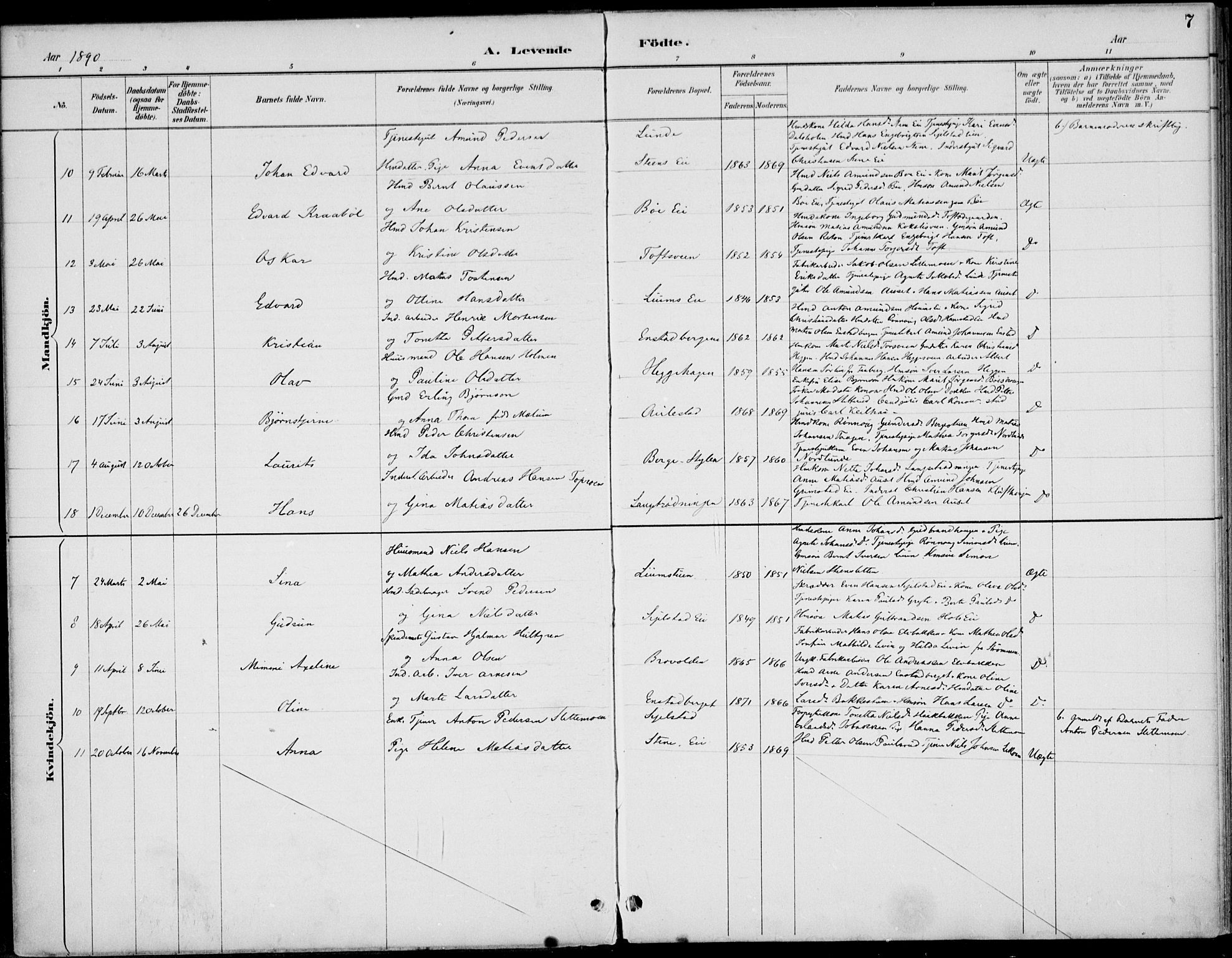 Østre Gausdal prestekontor, AV/SAH-PREST-092/H/Ha/Haa/L0003: Ministerialbok nr. 3, 1887-1901, s. 7