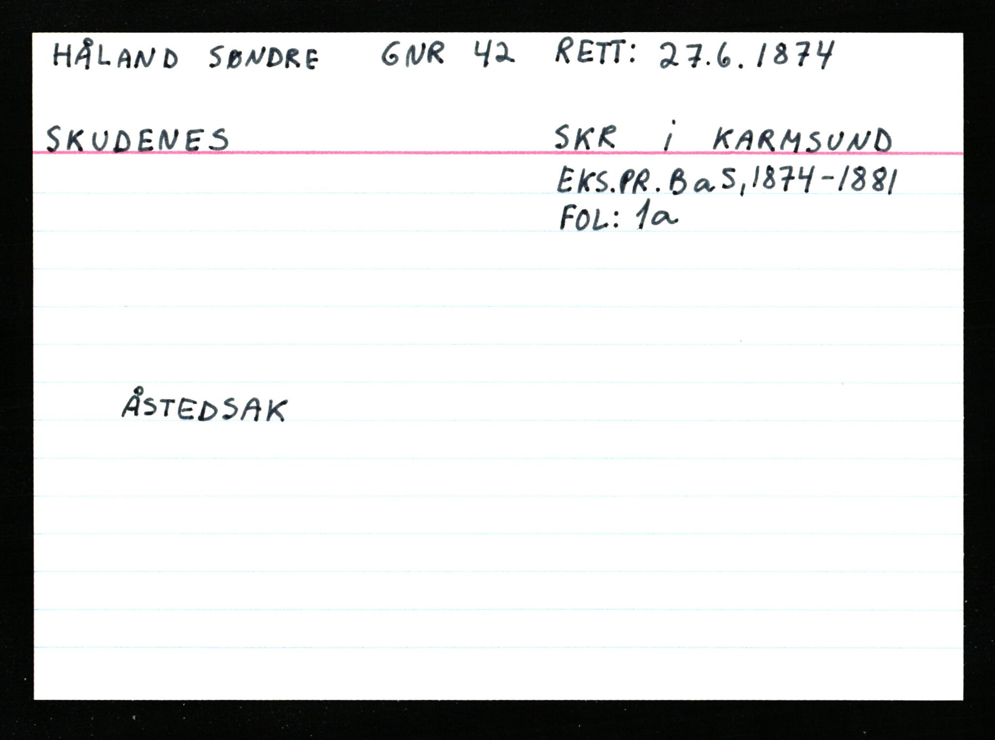 Statsarkivet i Stavanger, AV/SAST-A-101971/03/Y/Ym/L0028: Åstedskort sortert etter gårdsnavn: Hølleland - Ikdal, 1600-1950, s. 284