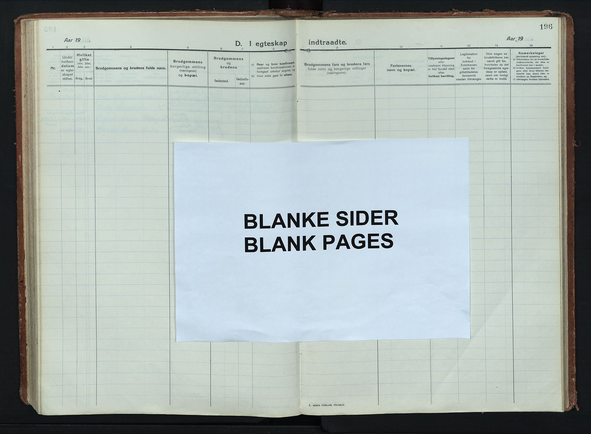 Stange prestekontor, AV/SAH-PREST-002/K/L0028: Ministerialbok nr. 28, 1913-1932, s. 196