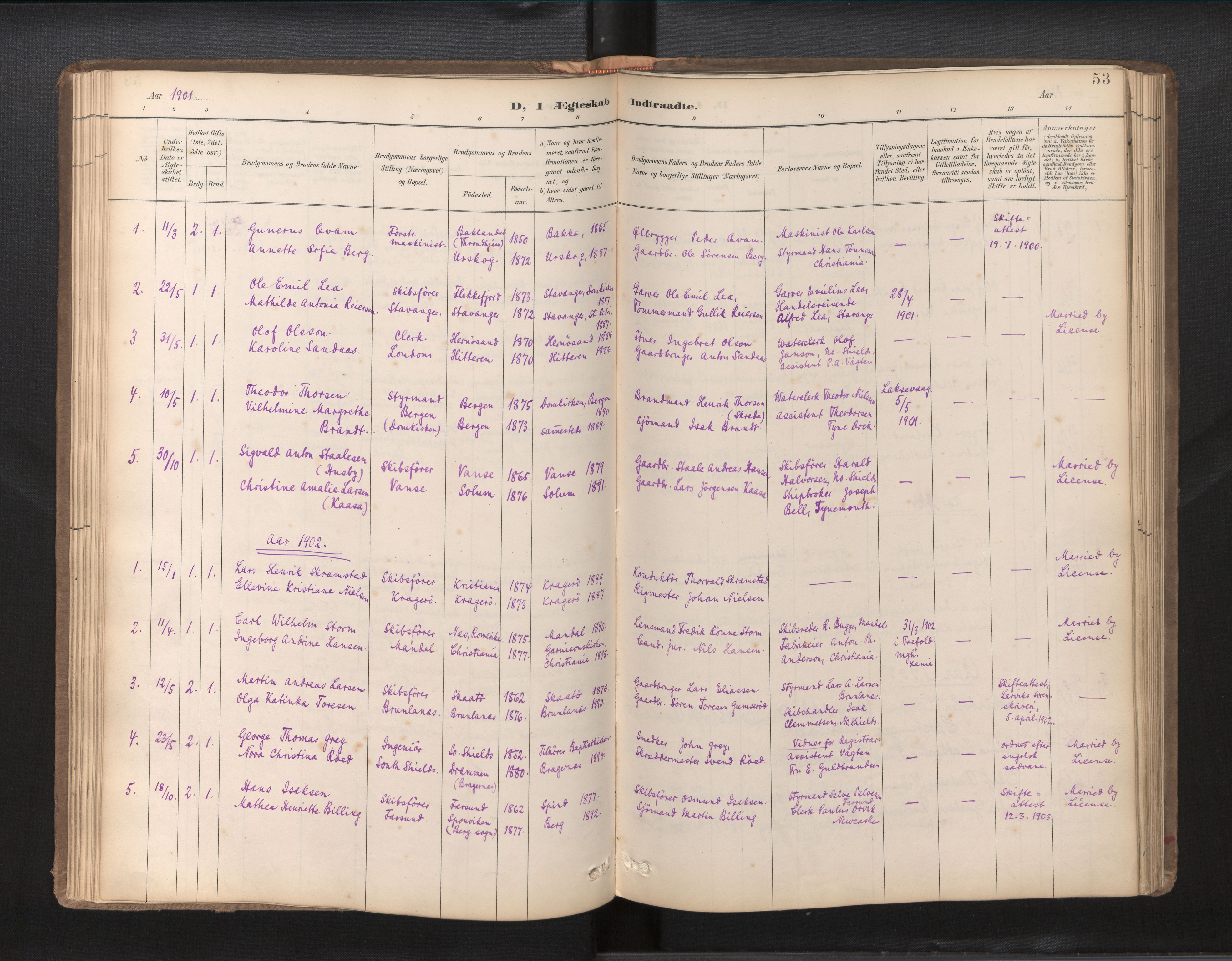 Den norske sjømannsmisjon i utlandet/Tyne-havnene (North Shields og New Castle), SAB/SAB/PA-0101/H/Ha/L0003: Ministerialbok nr. A 3, 1898-1966, s. 52b-53a