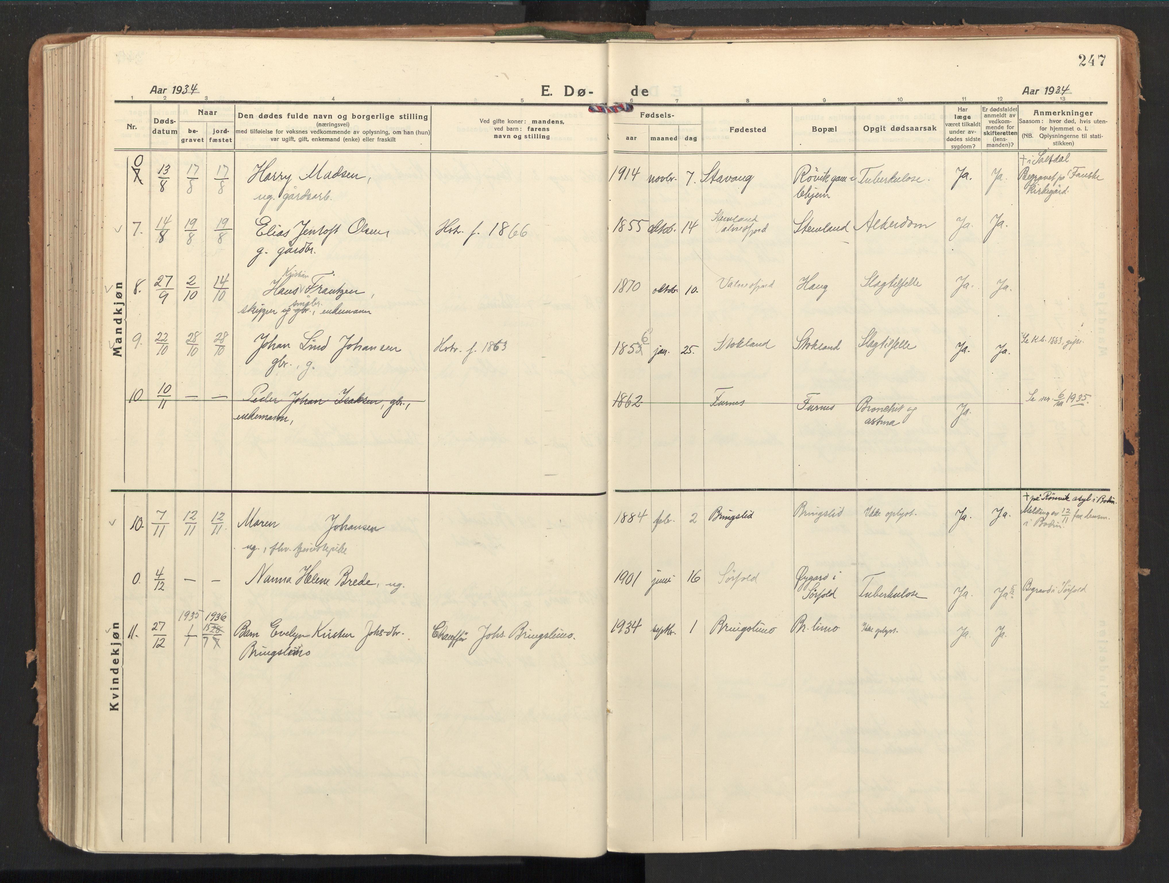 Ministerialprotokoller, klokkerbøker og fødselsregistre - Nordland, AV/SAT-A-1459/851/L0725: Ministerialbok nr. 851A02, 1922-1944, s. 247