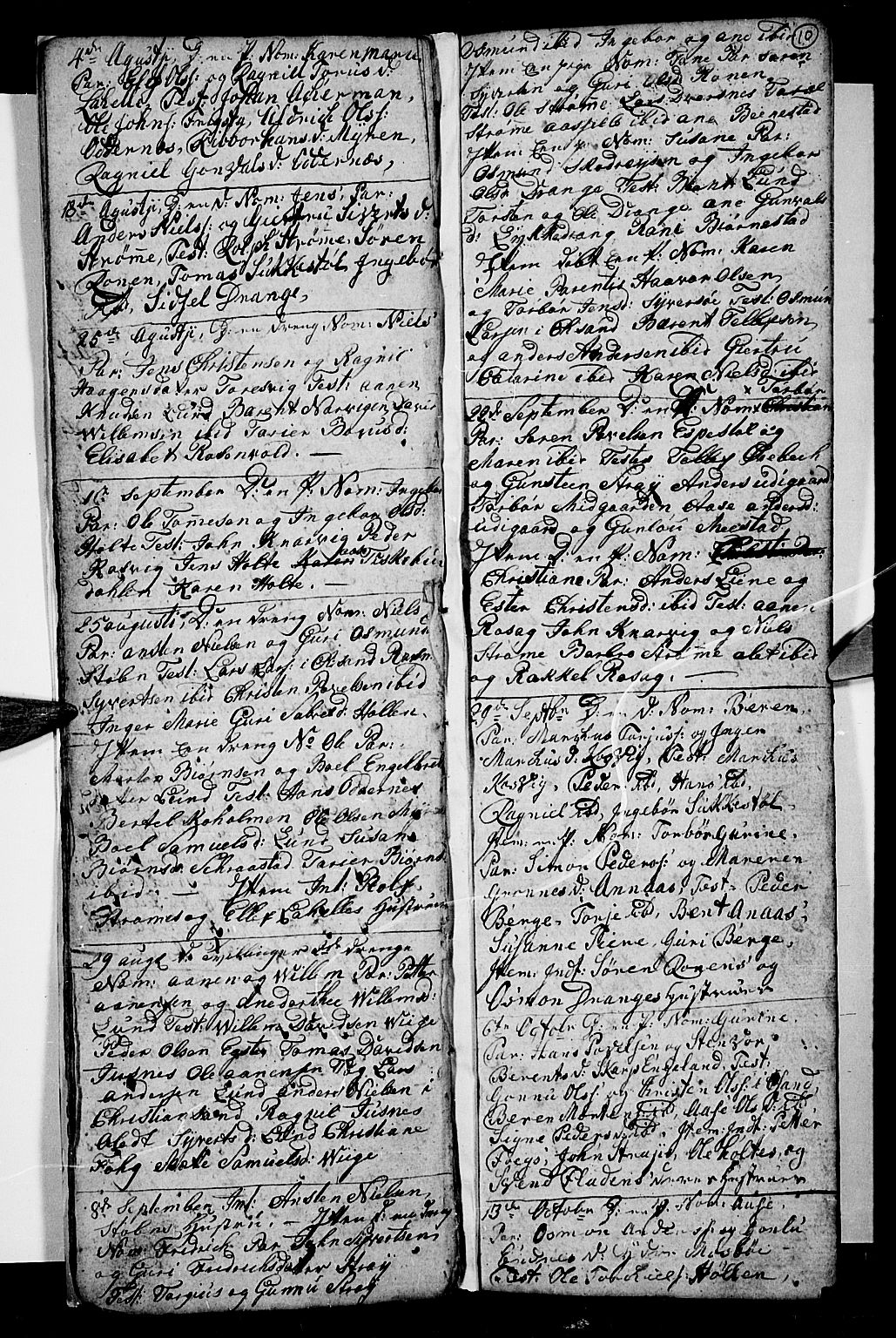 Oddernes sokneprestkontor, SAK/1111-0033/F/Fb/Fba/L0002: Klokkerbok nr. B 2, 1791-1806, s. 10