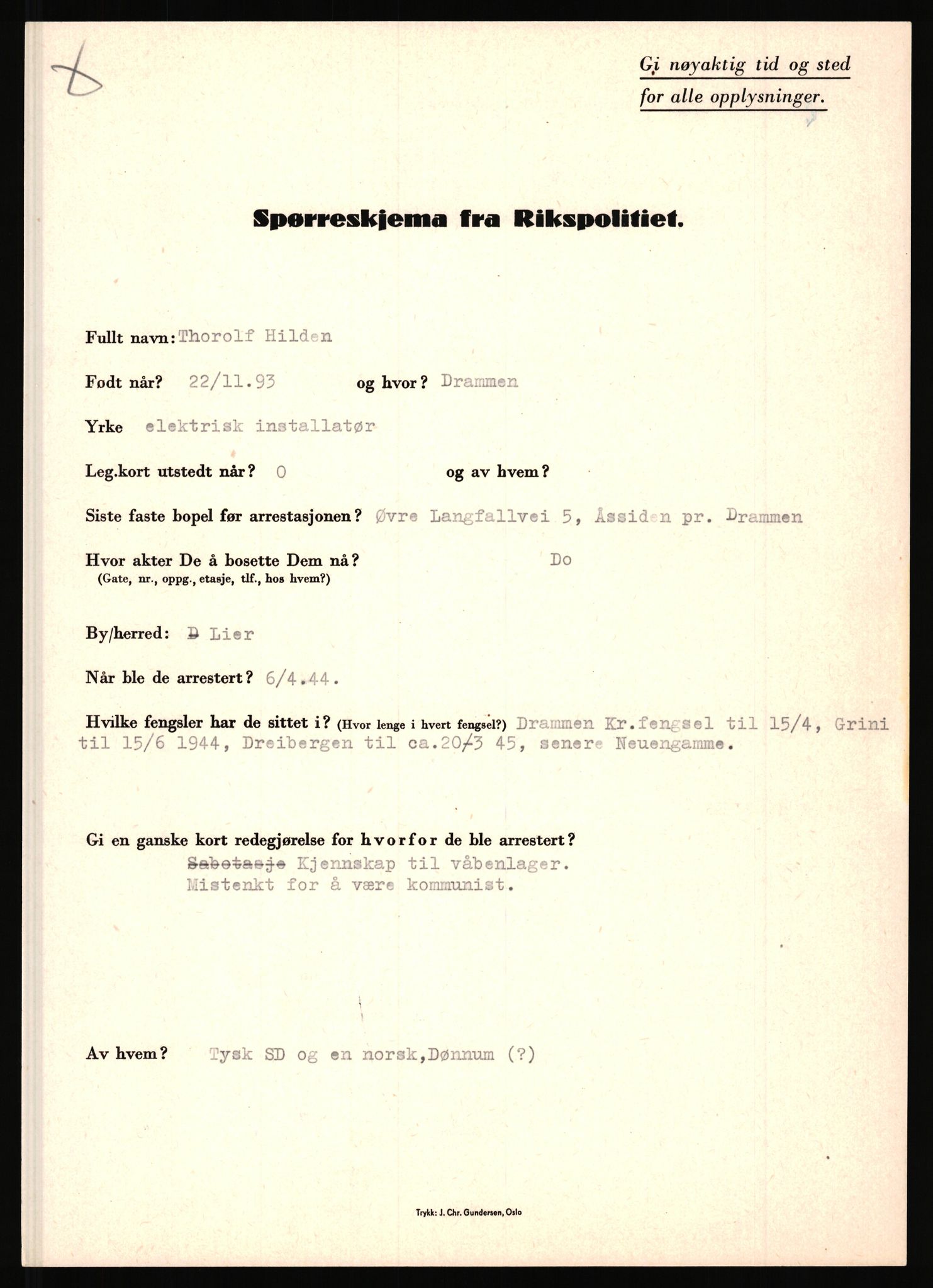 Rikspolitisjefen, AV/RA-S-1560/L/L0007: Heen, Erik C. - Iversen, Trygve, 1940-1945, s. 221