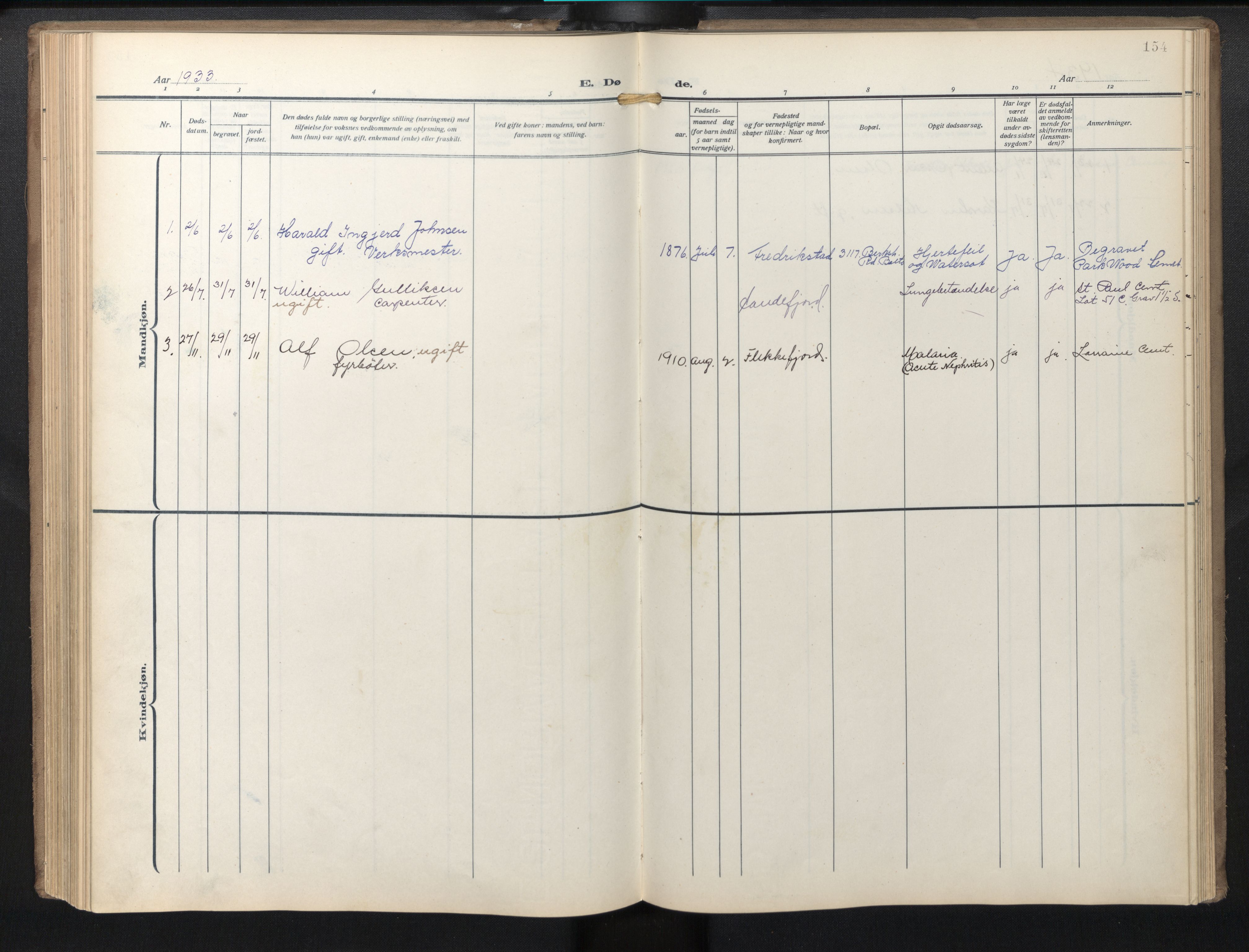 Den norske sjømannsmisjon i utlandet / Baltimore, SAB/SAB/PA-0169/H/Ha/L0001: Ministerialbok nr. A 1, 1927-1975, s. 153b-154a