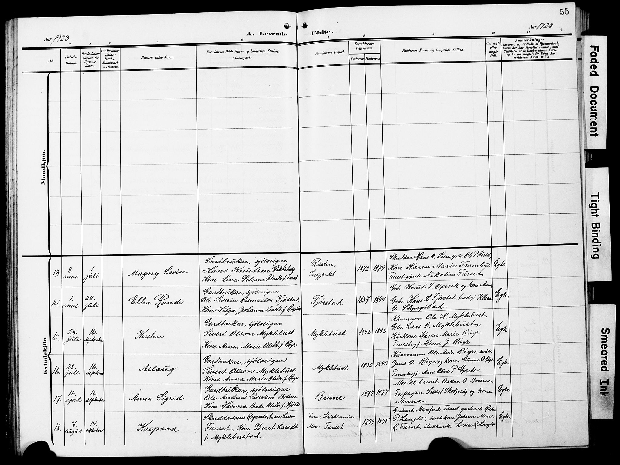 Ministerialprotokoller, klokkerbøker og fødselsregistre - Møre og Romsdal, AV/SAT-A-1454/520/L0293: Klokkerbok nr. 520C05, 1902-1923, s. 55