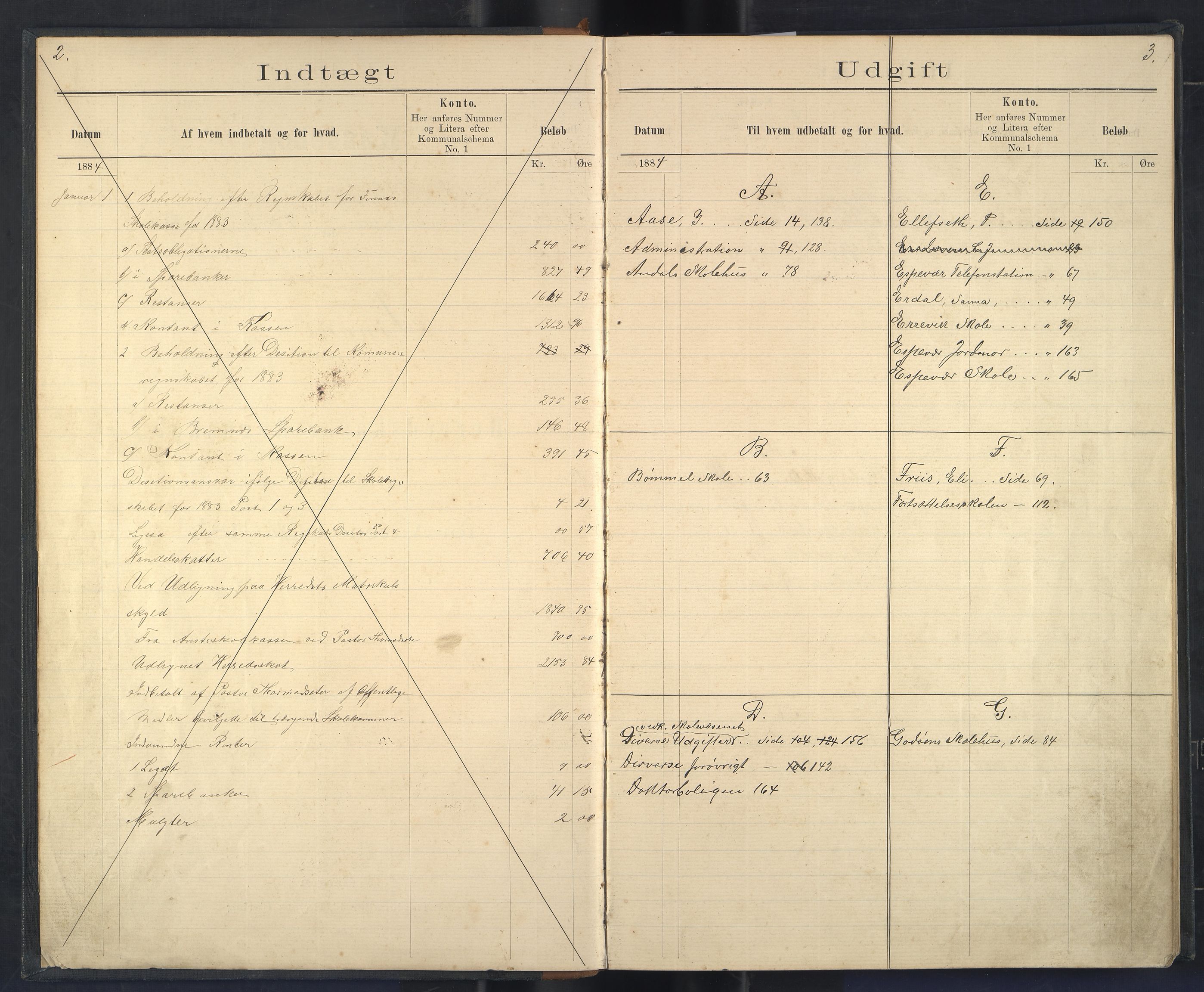 Finnaas kommune. Heradskassen, IKAH/1218a-121/R/Rc/Rca/L0001: Kontobok, 1899-1909