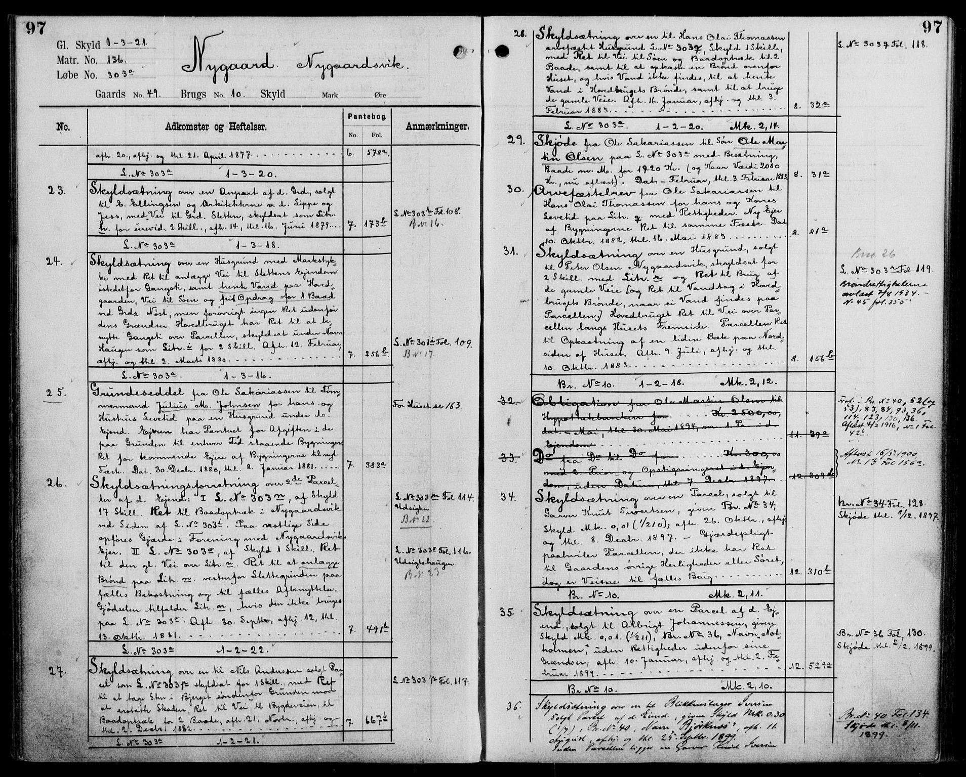 Midhordland sorenskriveri, AV/SAB-A-3001/1/G/Ga/Gab/L0110: Panteregister nr. II.A.b.110, s. 97