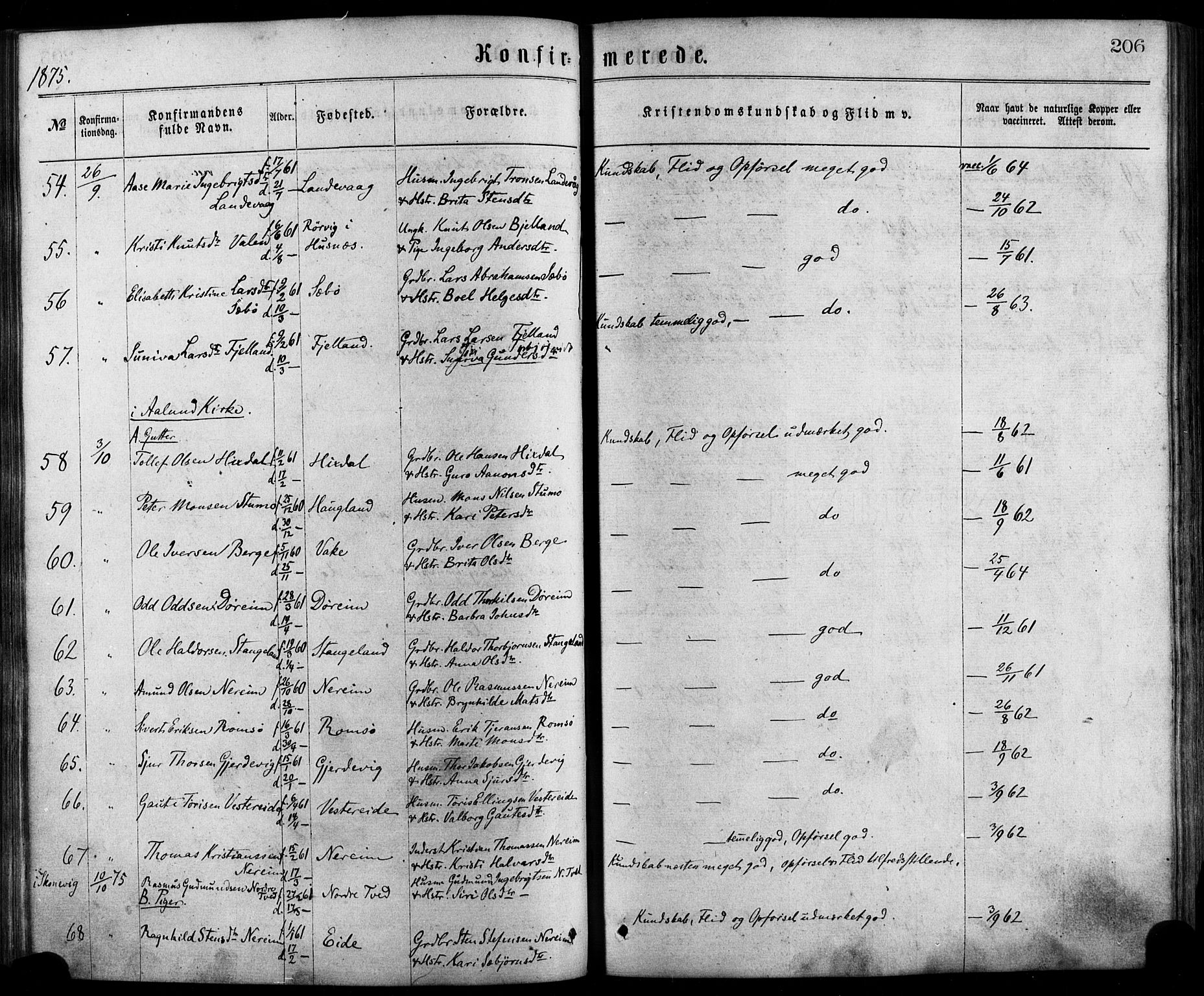 Fjelberg sokneprestembete, AV/SAB-A-75201/H/Haa: Ministerialbok nr. A 8, 1866-1879, s. 206