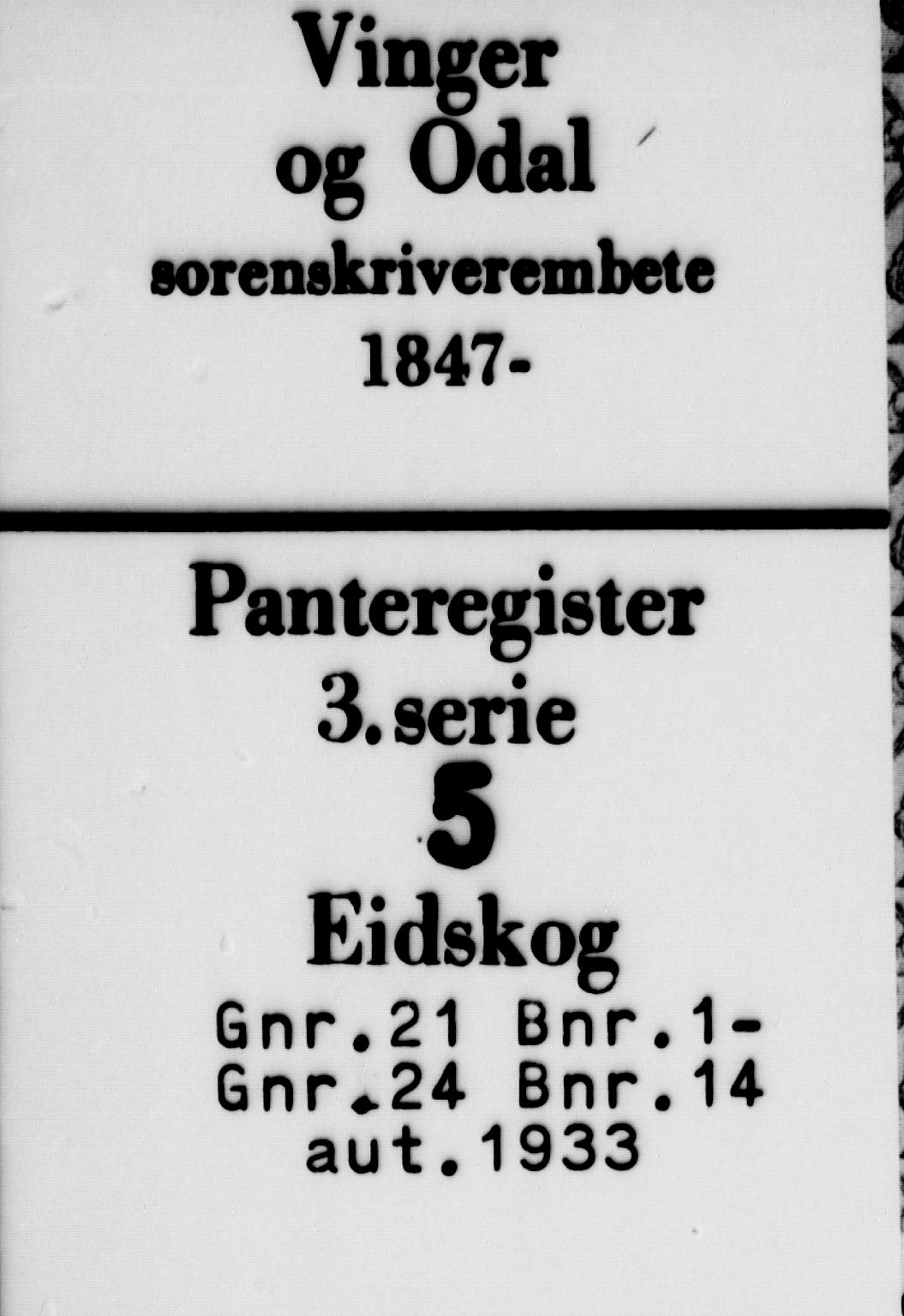 Vinger og Odal sorenskriveri, AV/SAH-TING-022/H/Ha/Hac/Hacd/L0005: Panteregister nr. 3.5, 1933