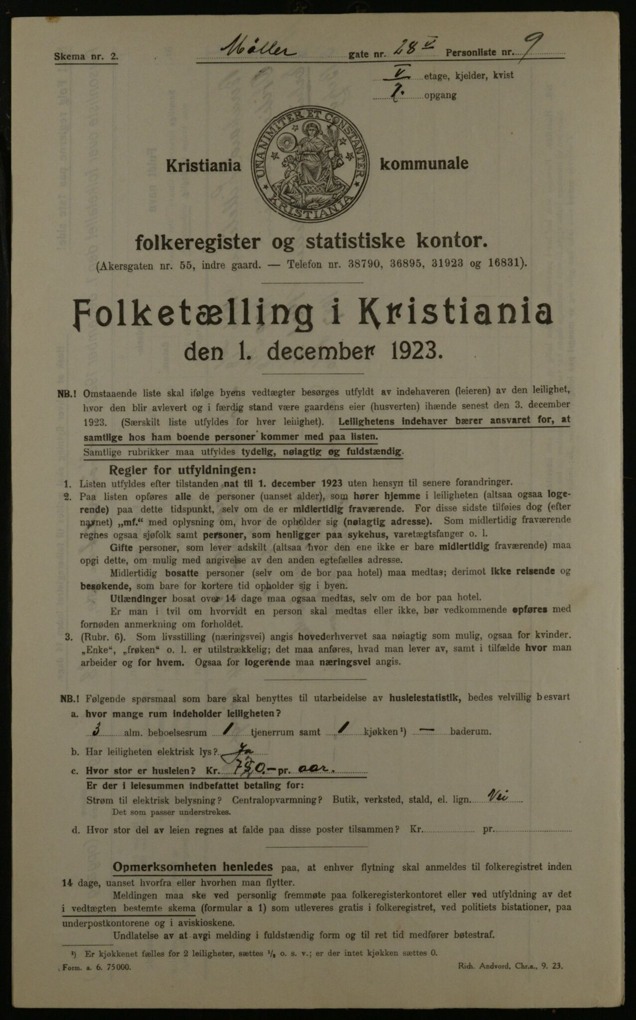 OBA, Kommunal folketelling 1.12.1923 for Kristiania, 1923, s. 75645